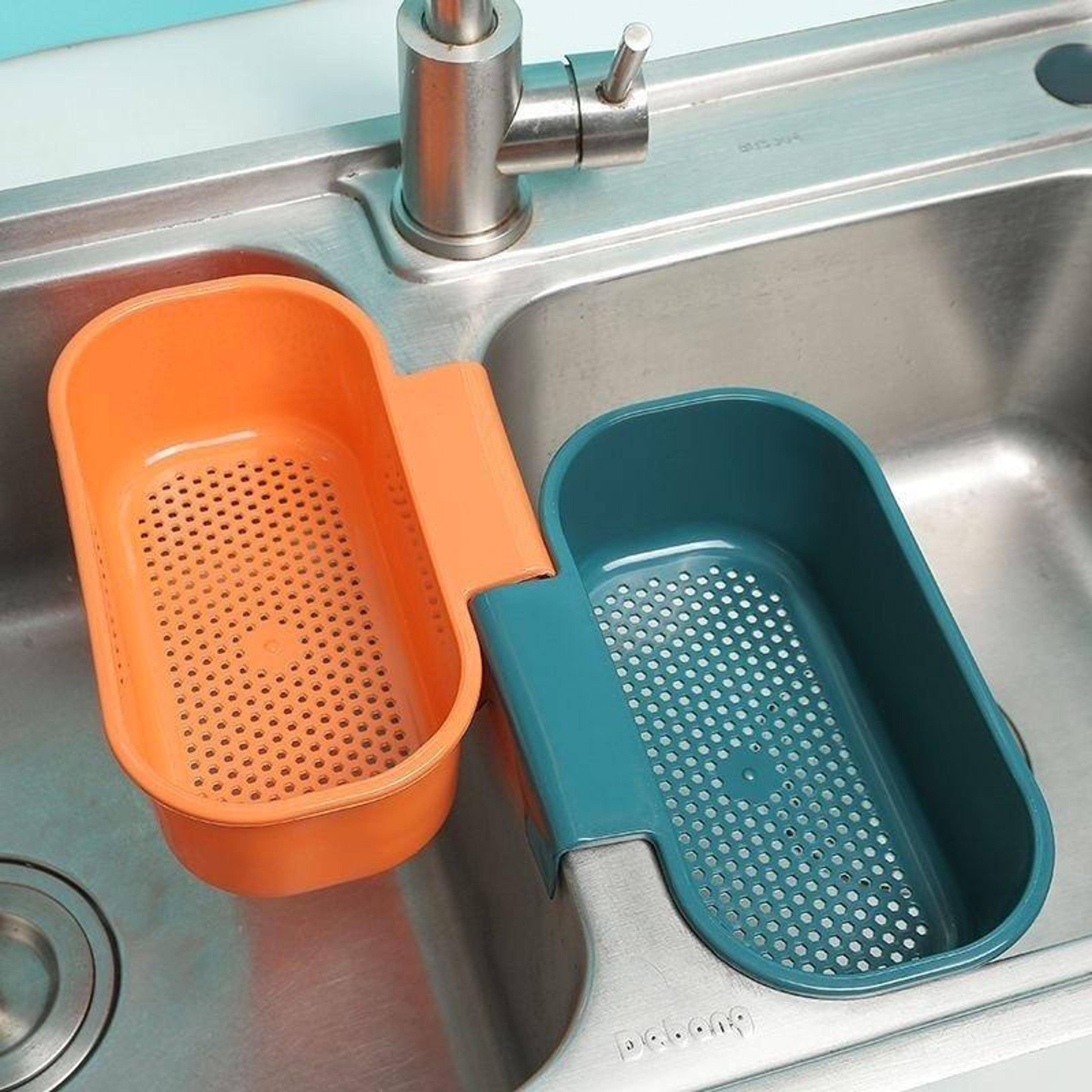 space-saving kitchen sink drain basket & hanging organizer for fruits, vegetables & accessories