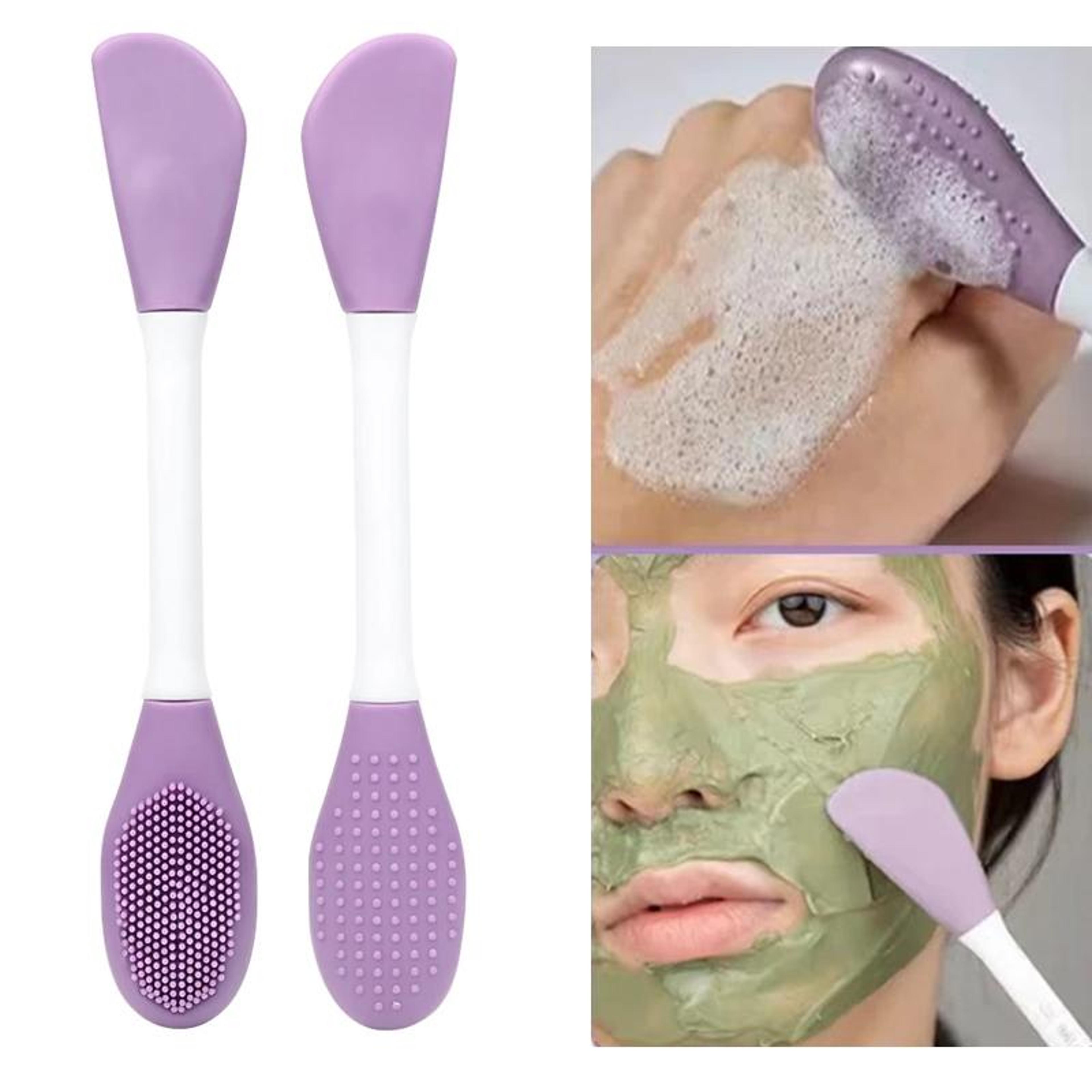 2pcs dual head silicone face mask brush set, facial mask applicator & cleansing massage tool