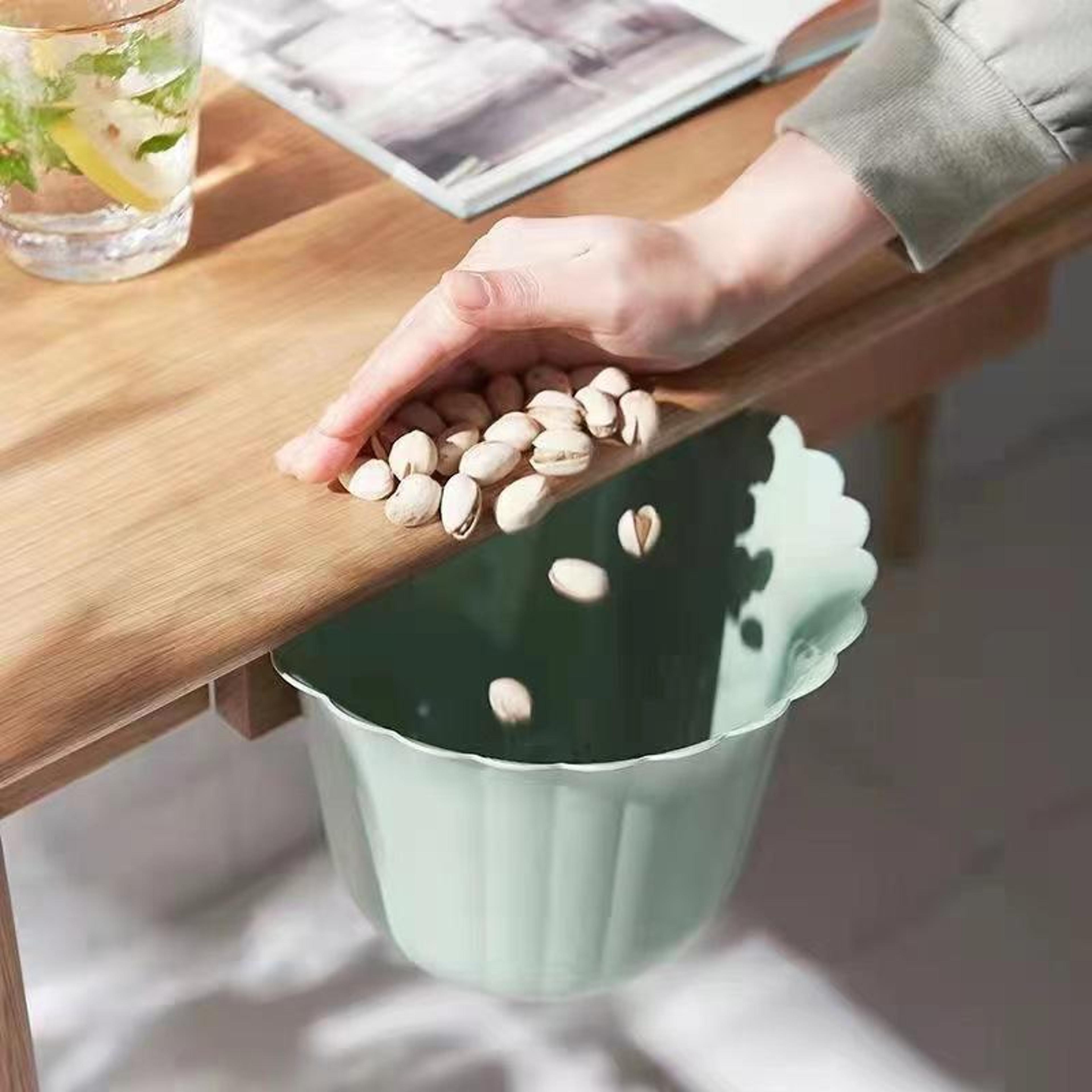 compact hanging kitchen trash can, space saving countertop waste bin