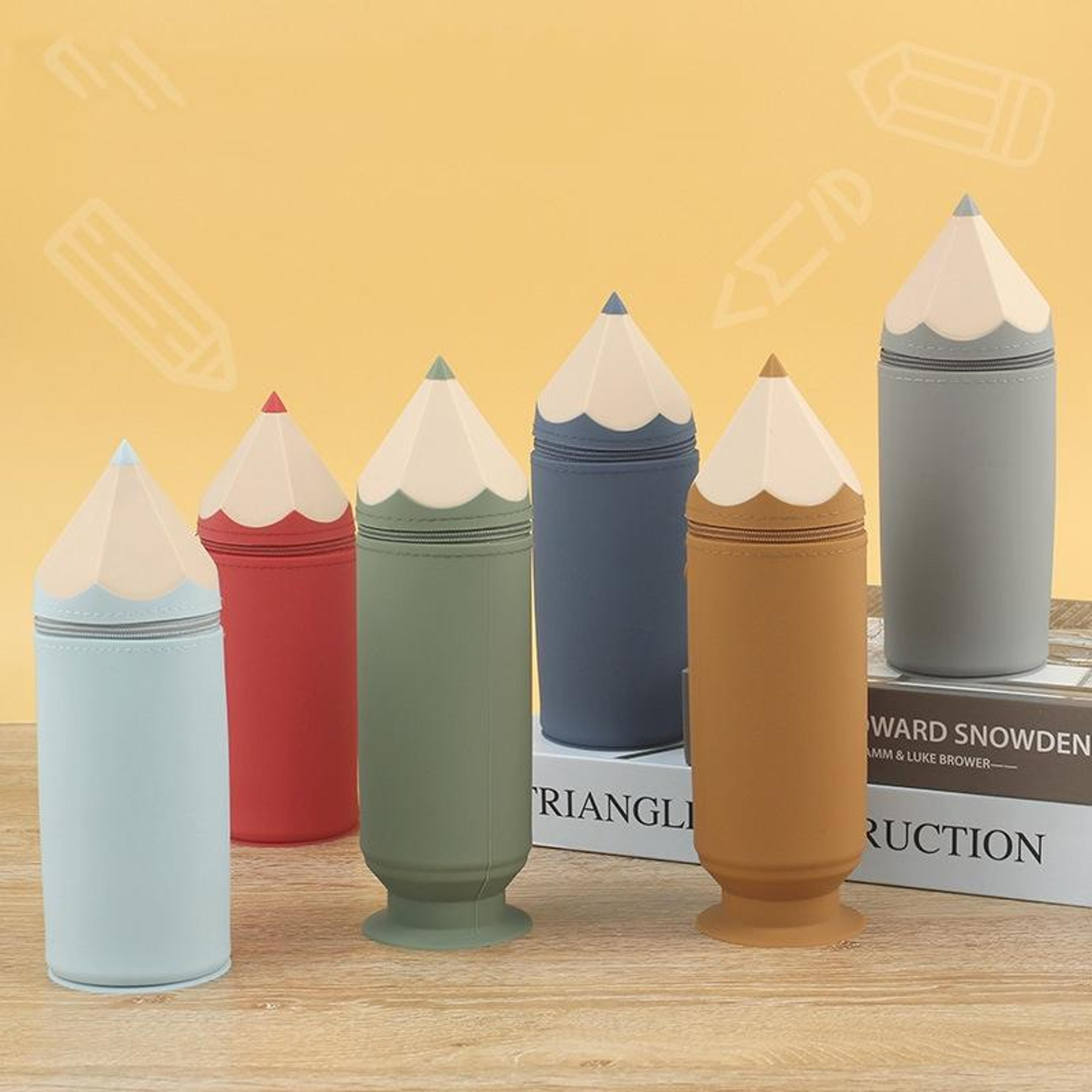 retractable silicone pen pouch, large capacity pencil case organizer