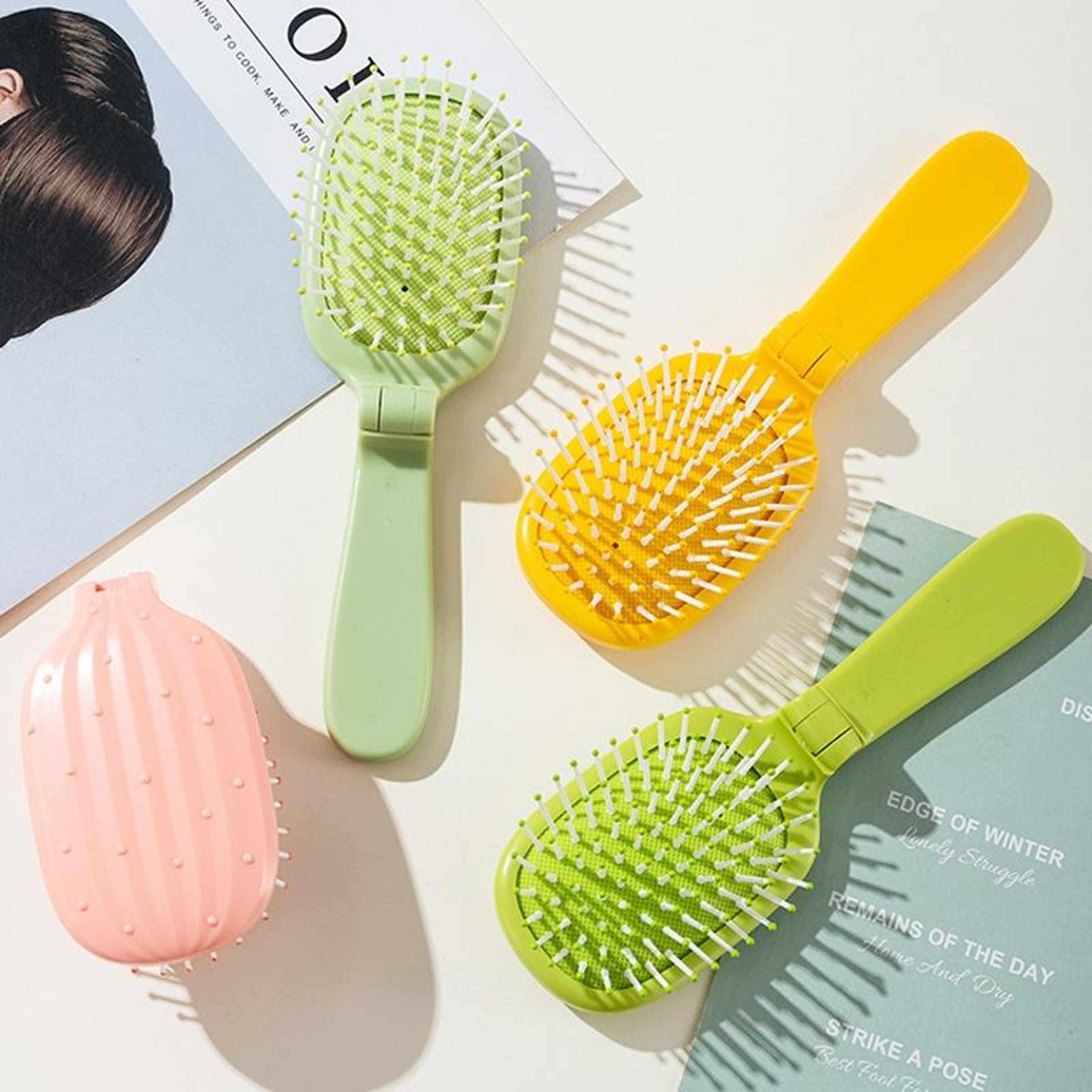 portable folding scalp massage comb with air cushion & anti static fine teeth