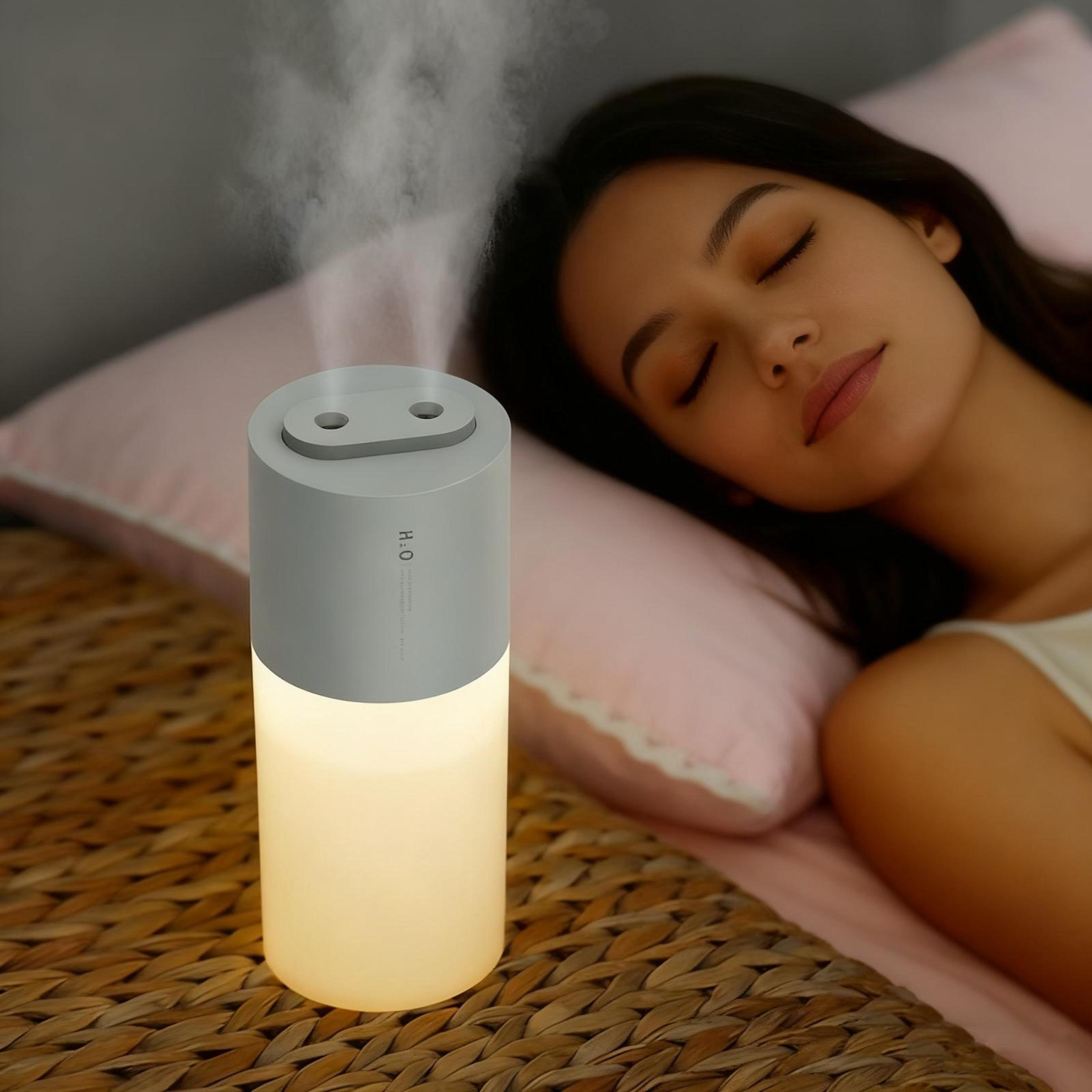 portable dual spray usb humidifier with night light & 400ml tank