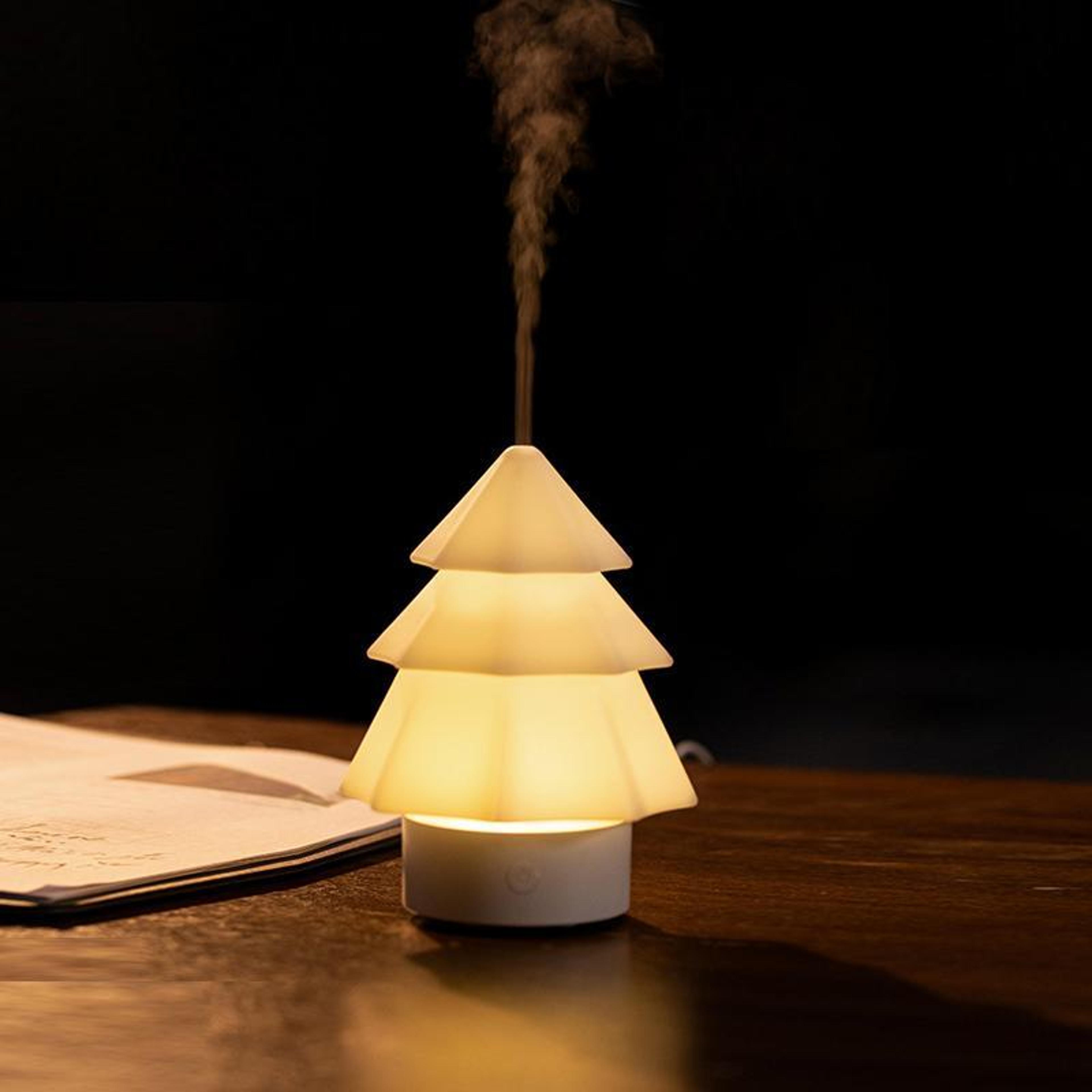 festive usb aromatherapy diffuser christmas tree with led mood light & mini humidifier