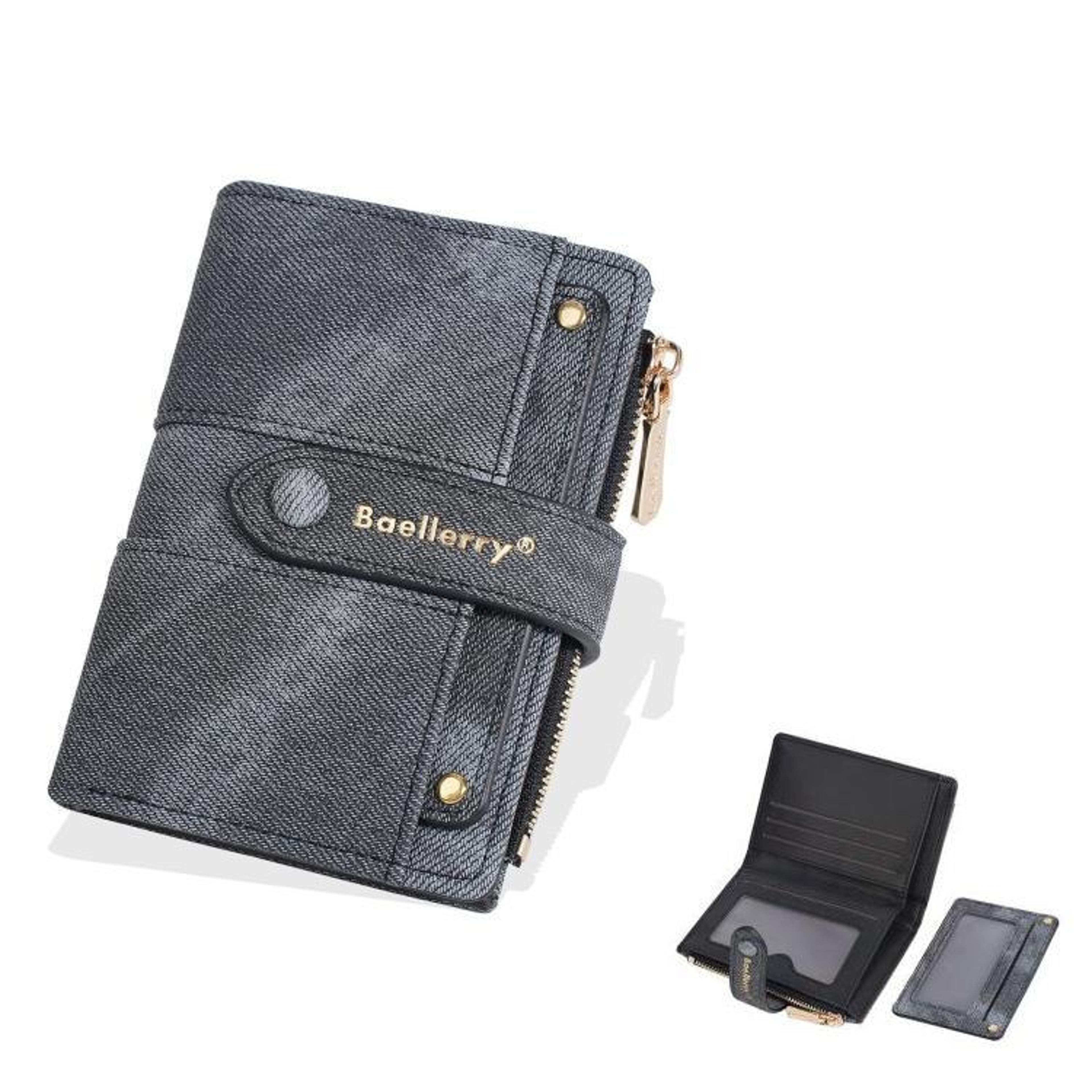slim women small wallet with detachable card holder & zippered coin pouch