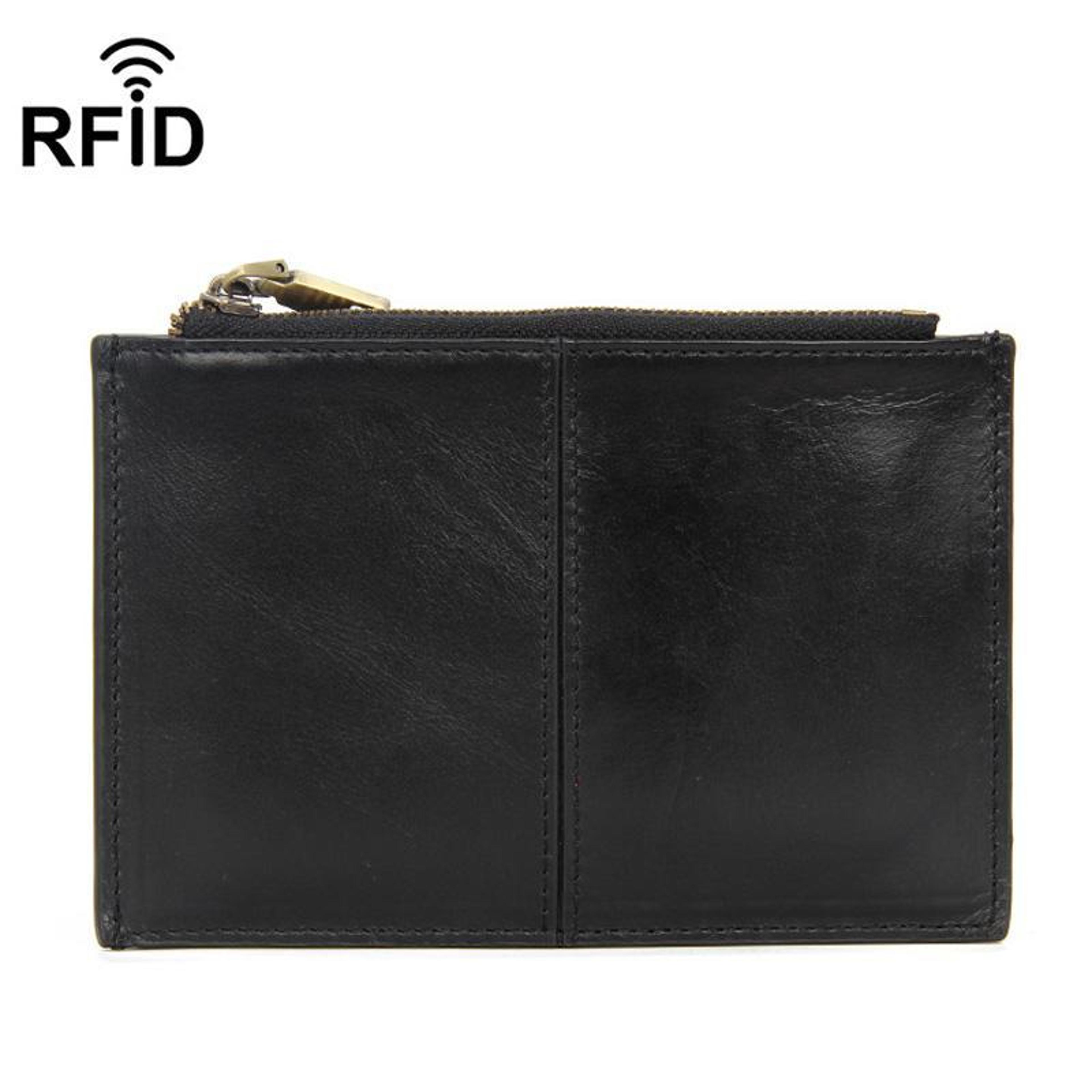 premium leather rfid wallet ultra thin anti theft zipper foldable card organizer