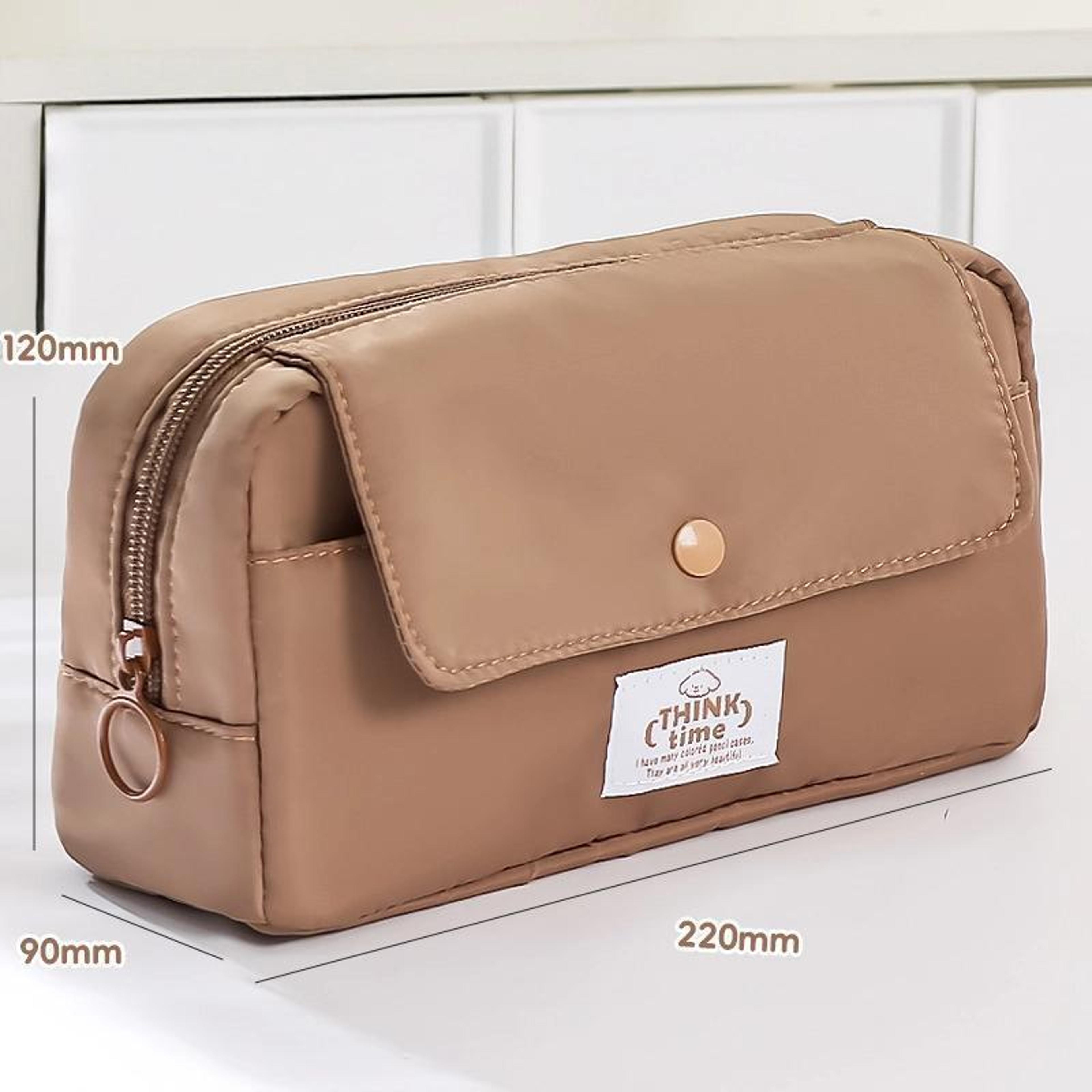 large capacity flip top pencil case & stationery organizer pouch