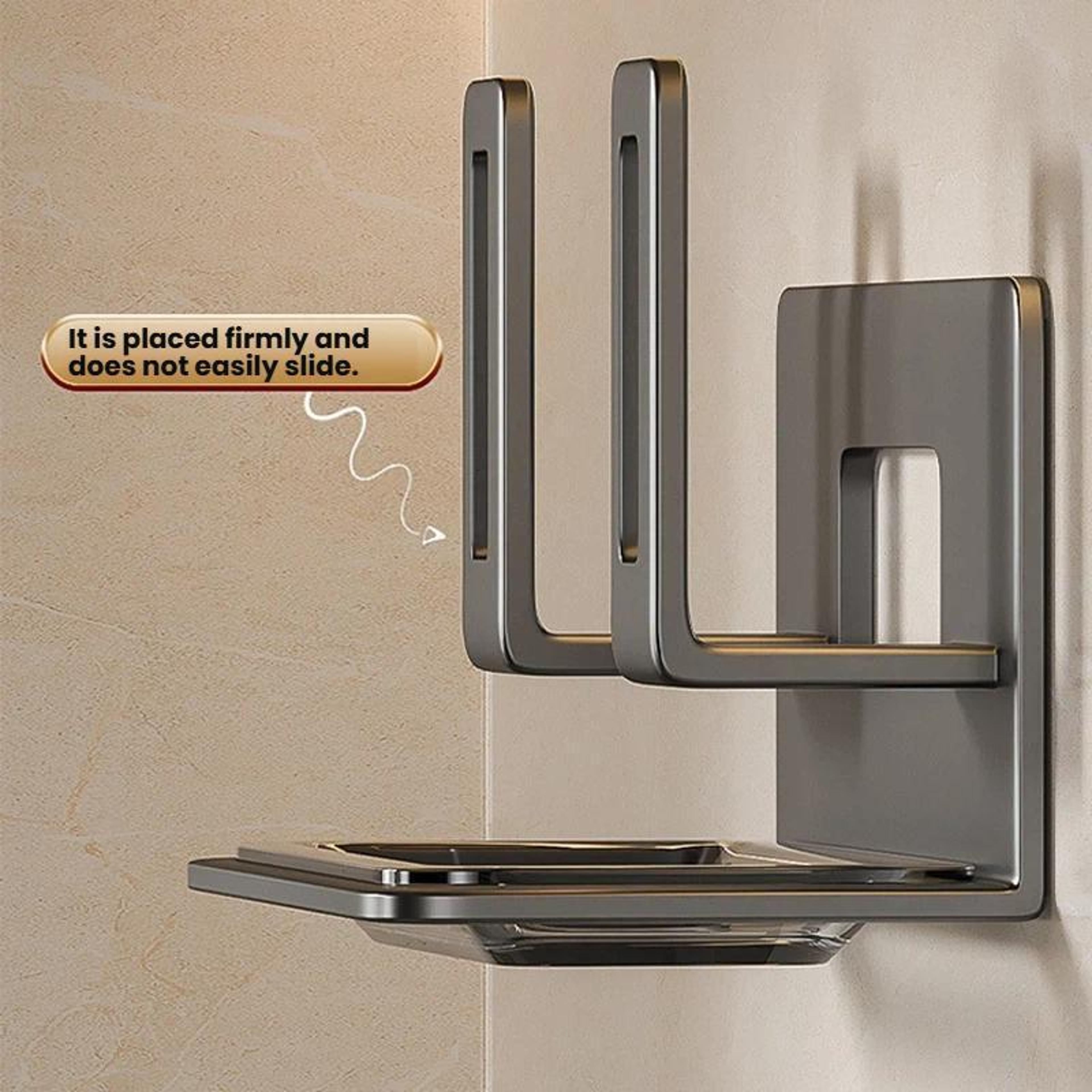 wall mounted pot lid & cutting board organizer with detachable drip tray