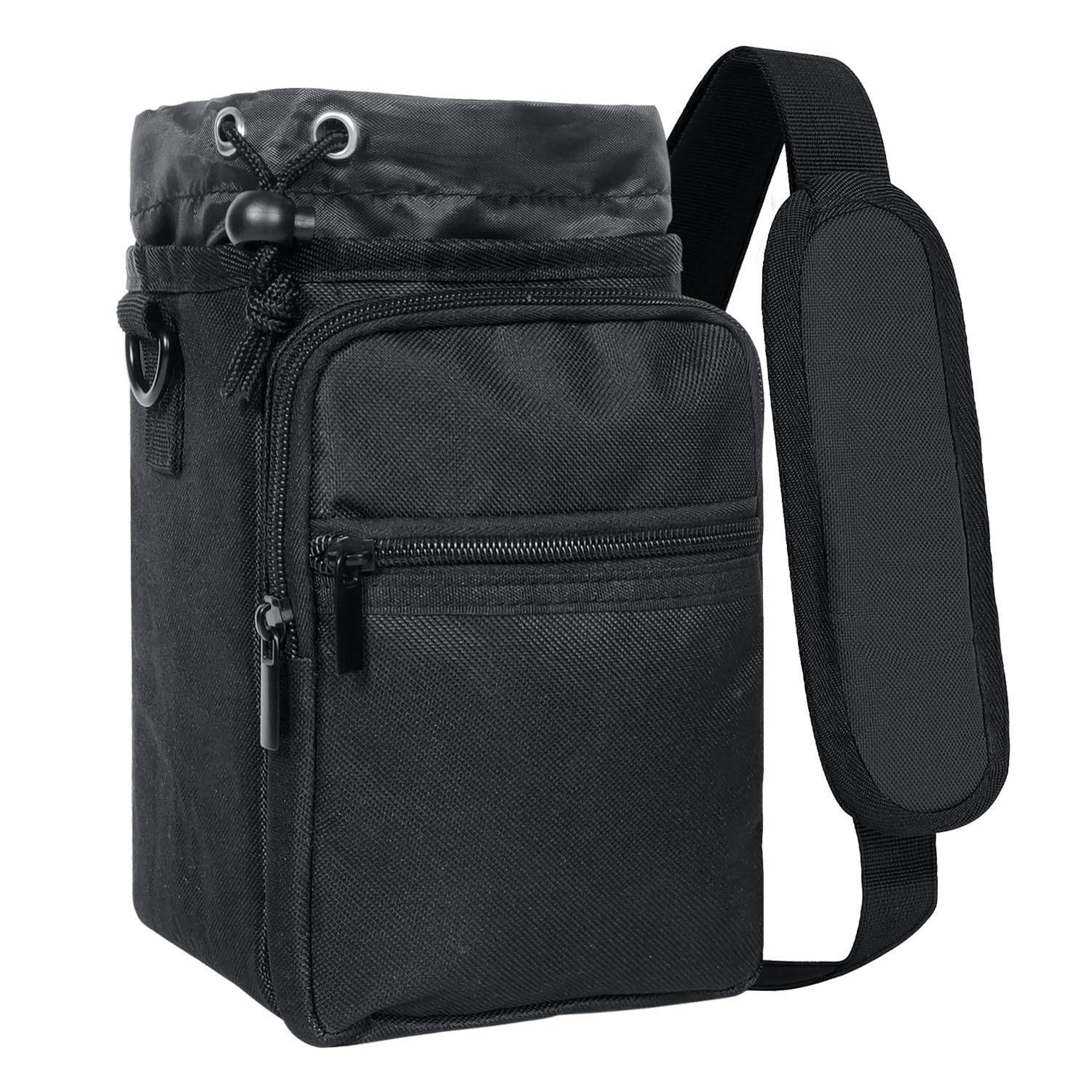 insulated water bottle carrier bag with phone pocket for travel, hiking & outdoor adventures