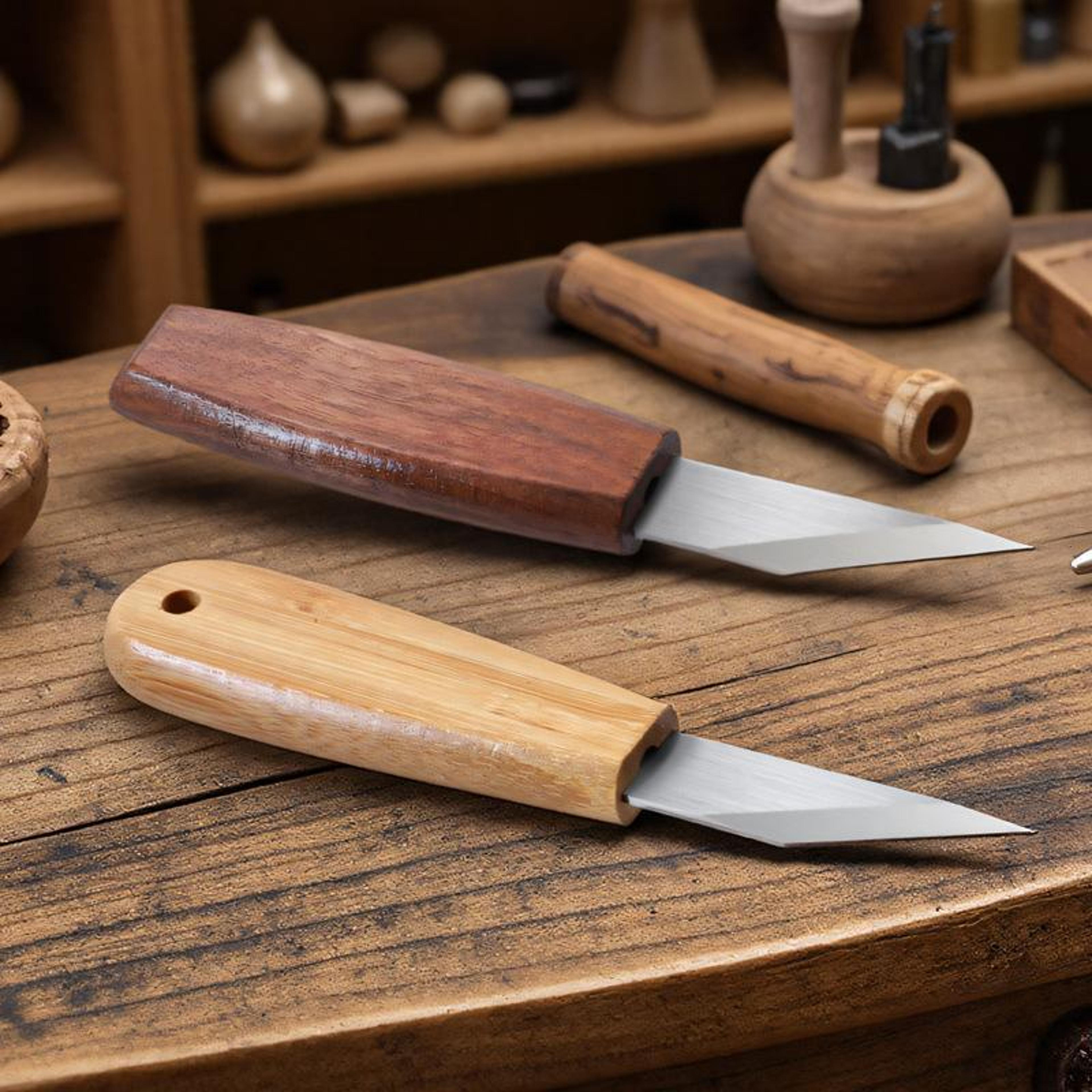 precision edge wood carving knife with walnut handle for detail carving & engraving