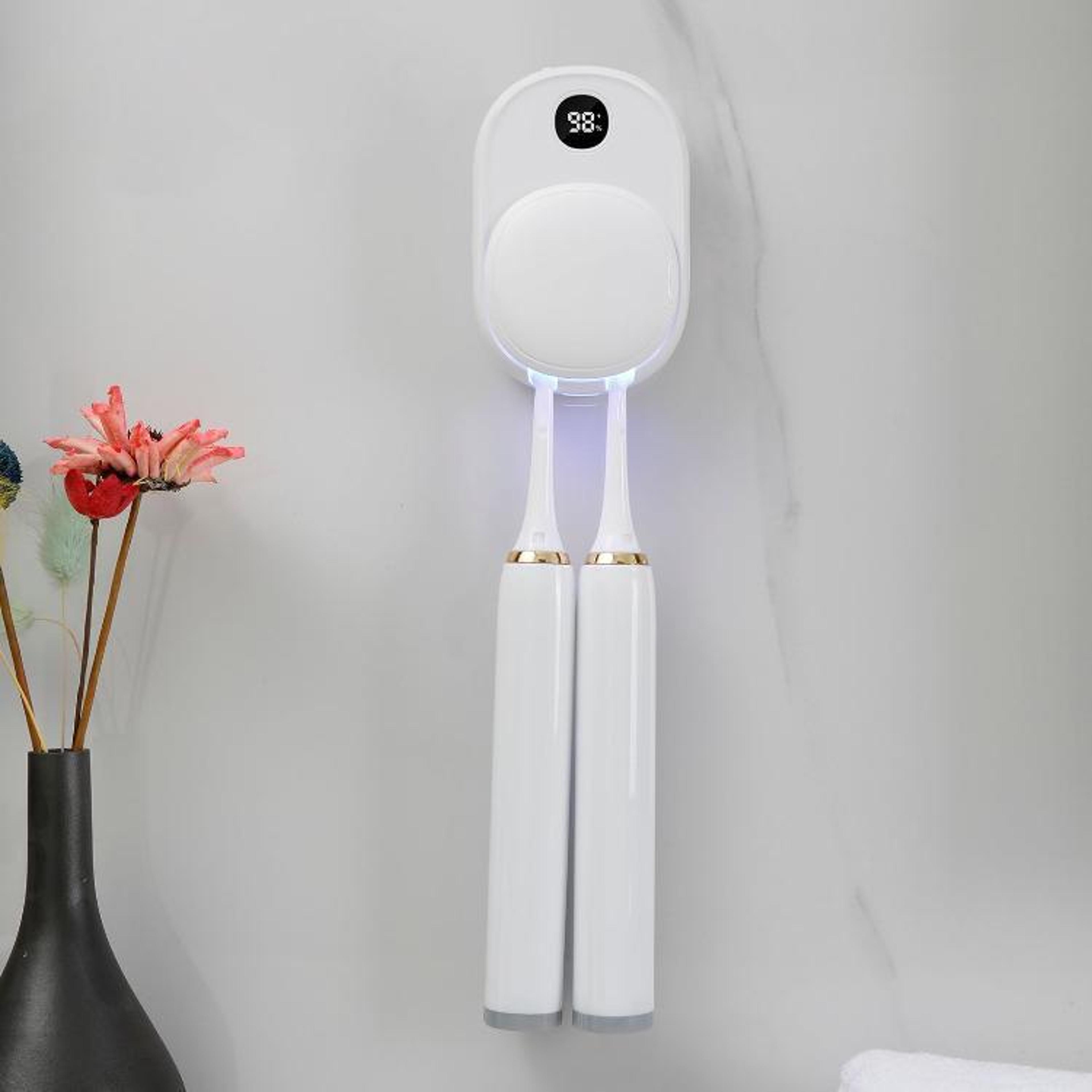 smart uv toothbrush sterilizer & air dryer wall mount holder