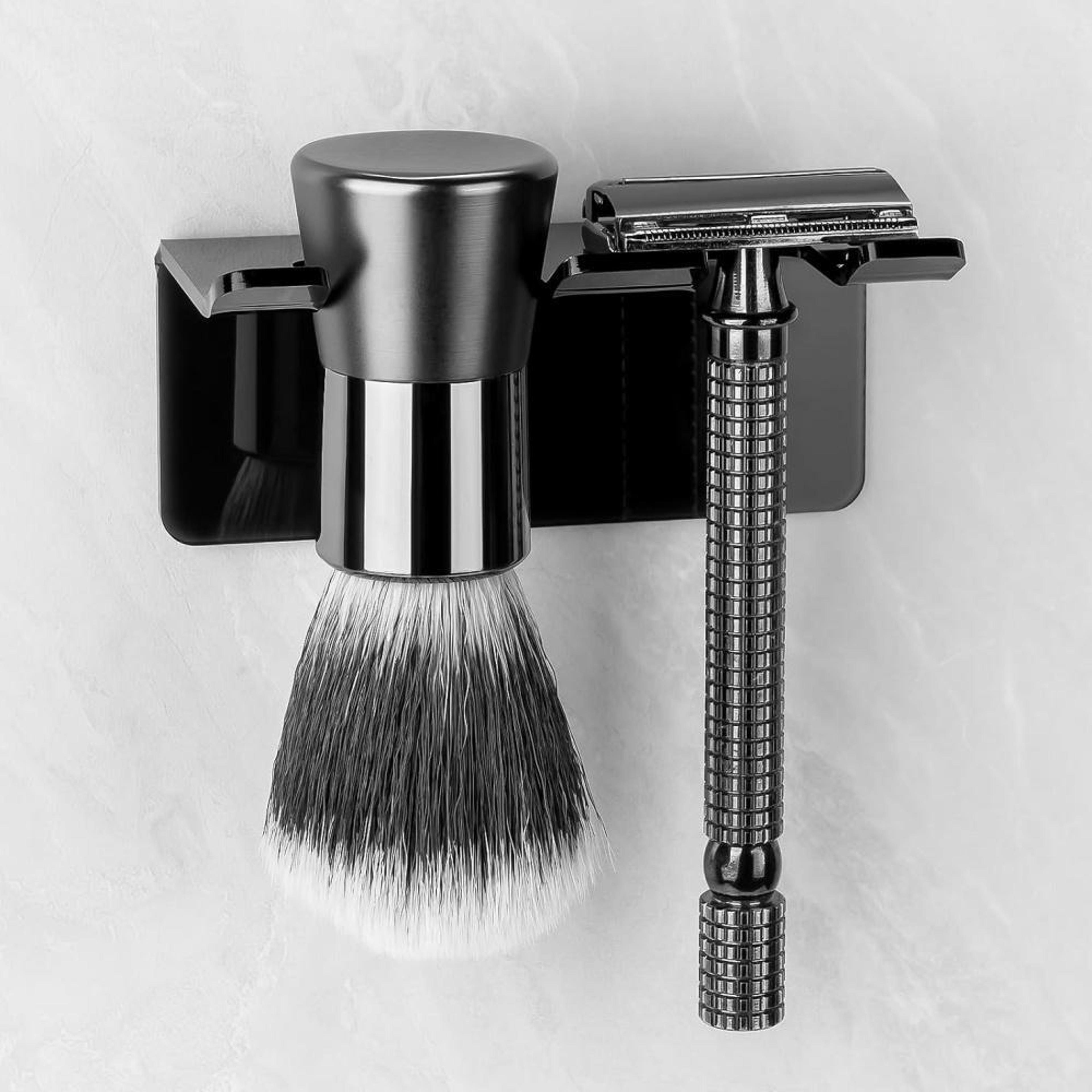 acrylic wall mount razor holder & shaving cream organizer