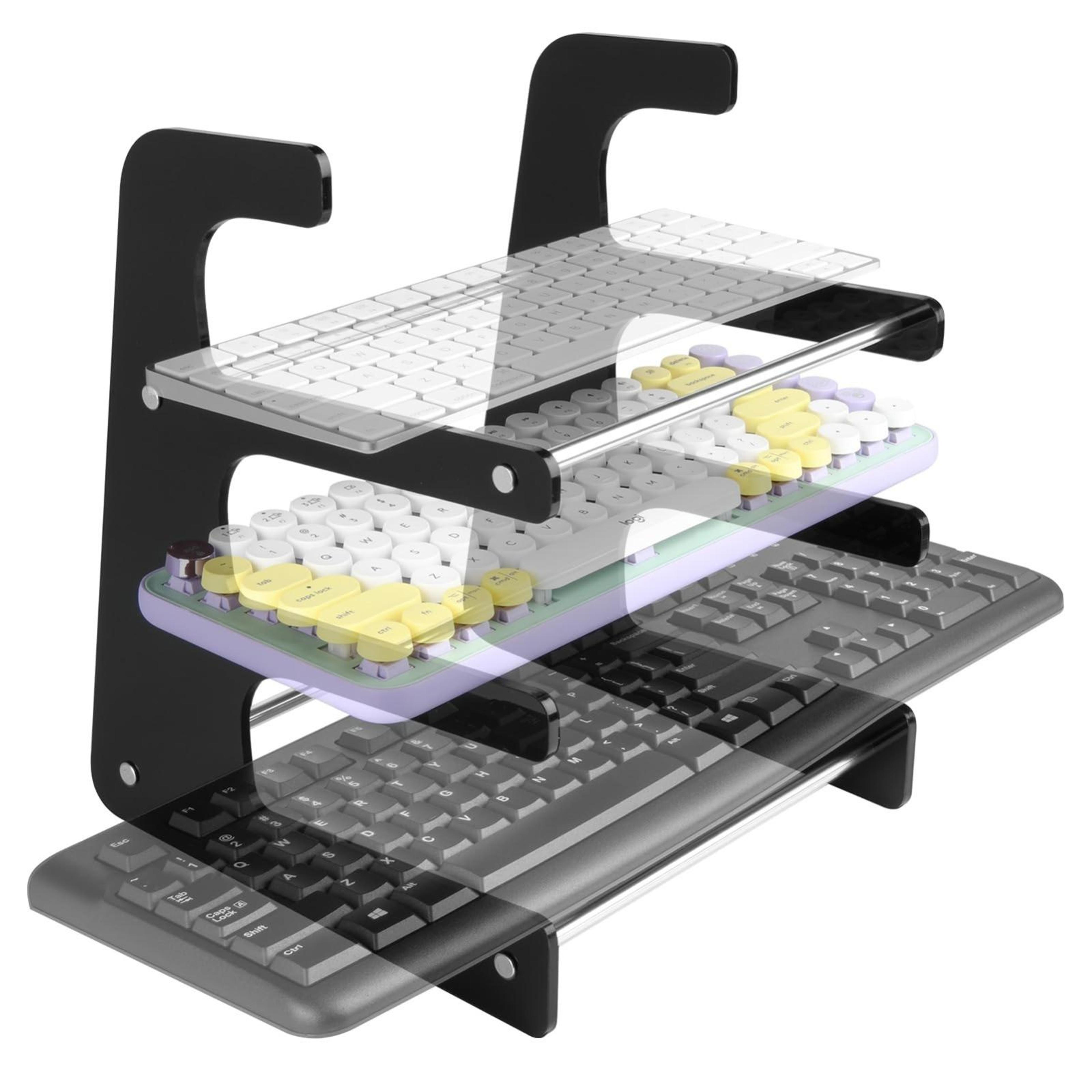 3-tier keyboard display stand clear acrylic mechanical keyboard storage rack