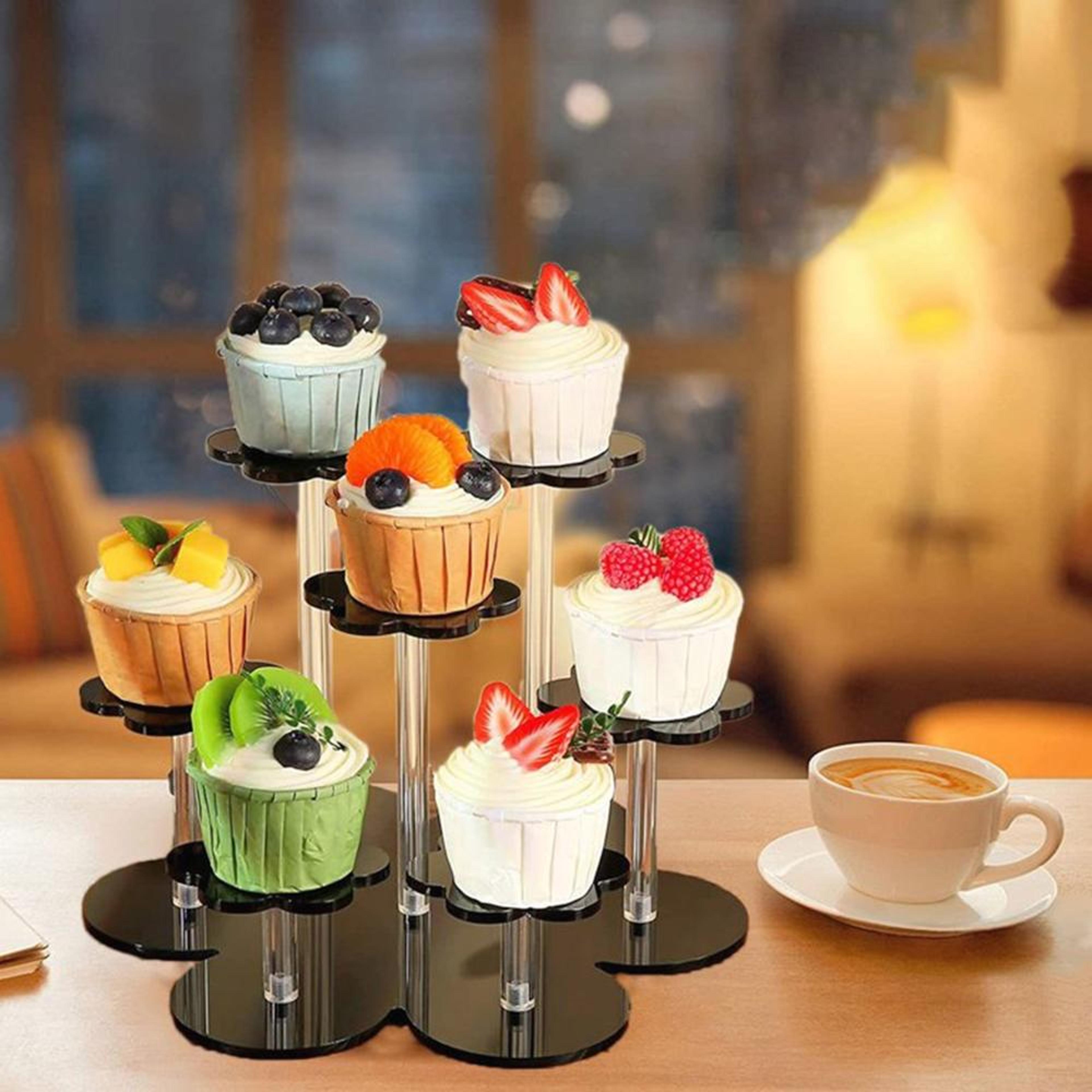 clear acrylic display stand for figures, cupcakes & cosmetics organizer shelf