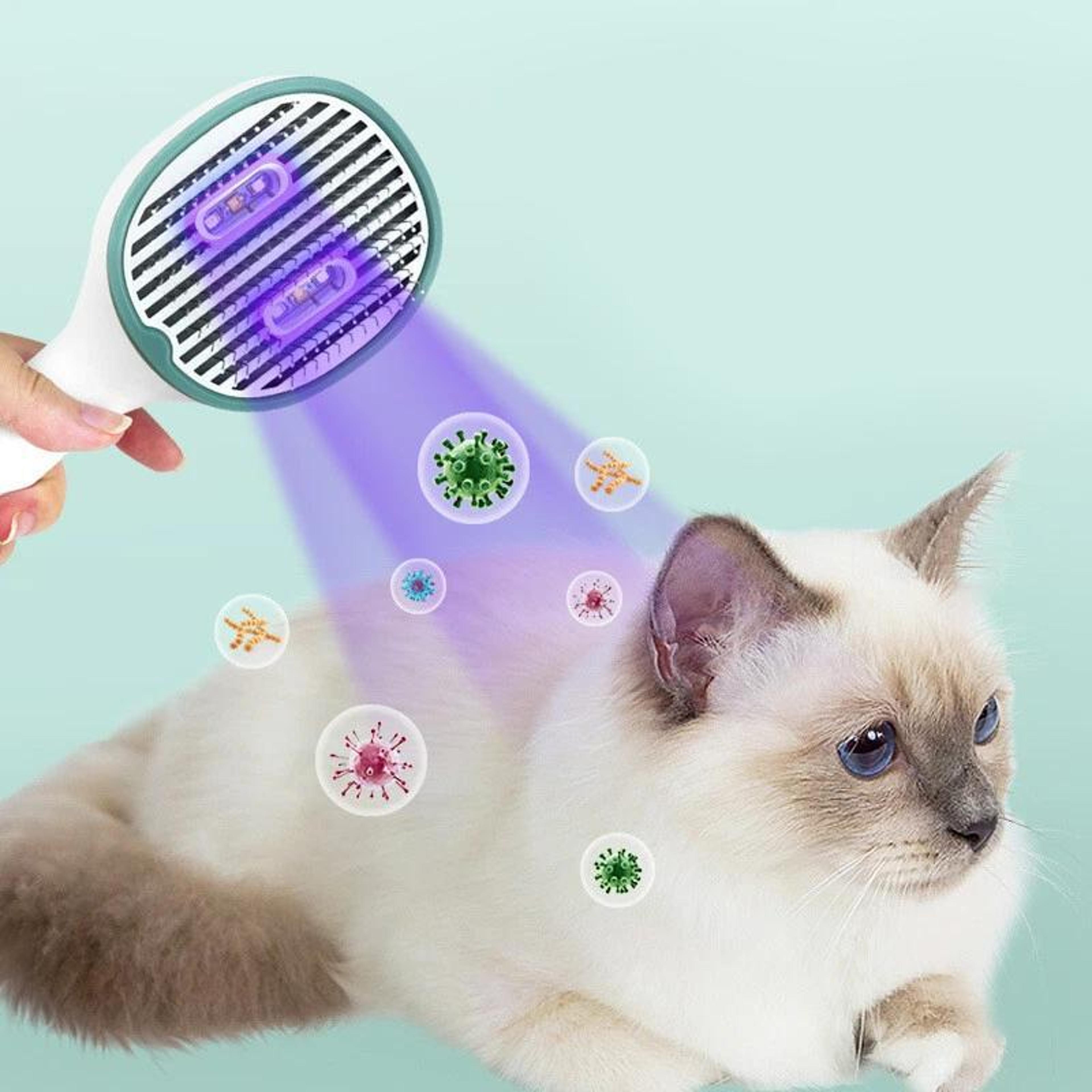 premium rechargeable uv sterilization pet brush & self cleaning pet grooming comb