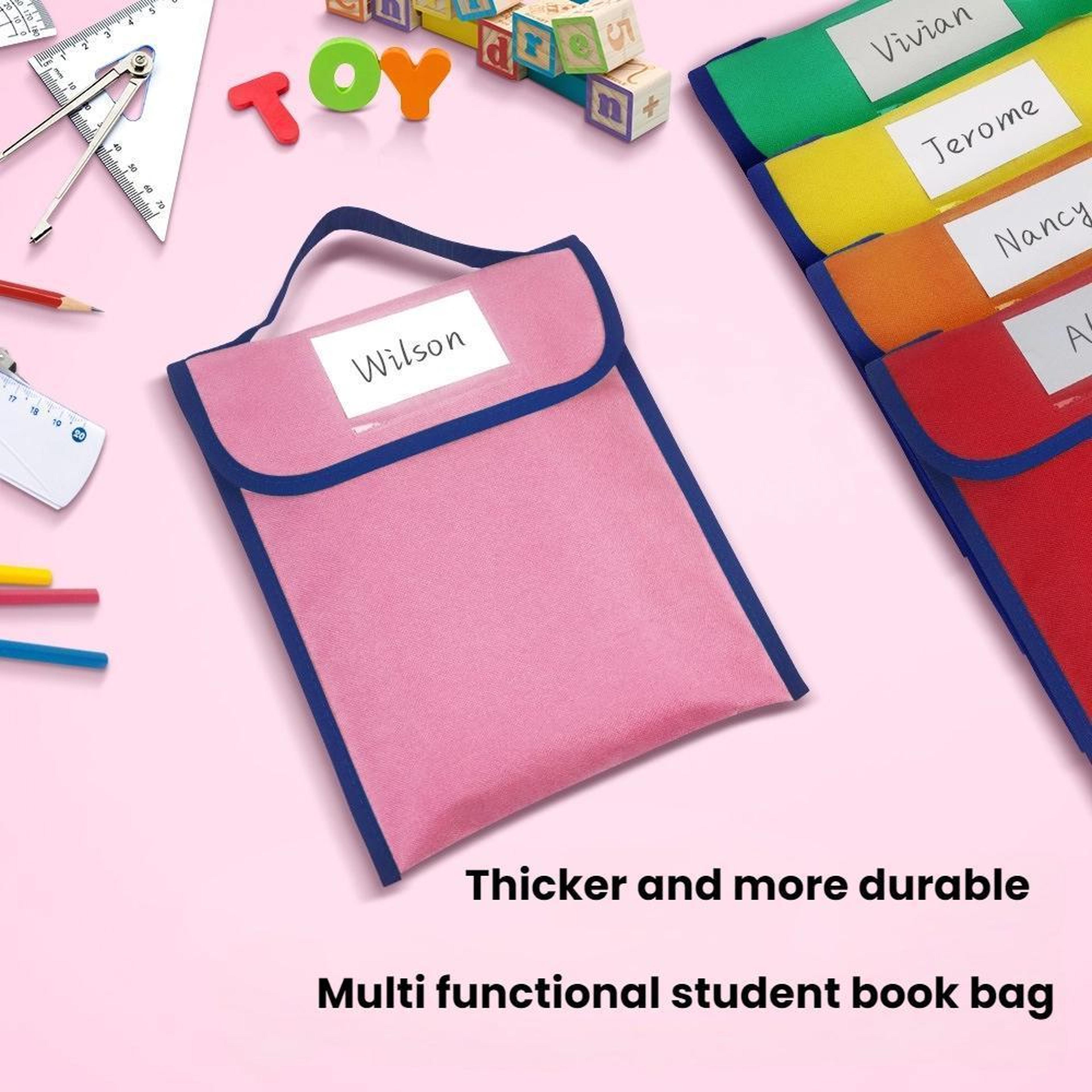 premium a4 handheld book bag with durable storage and clear name pocket