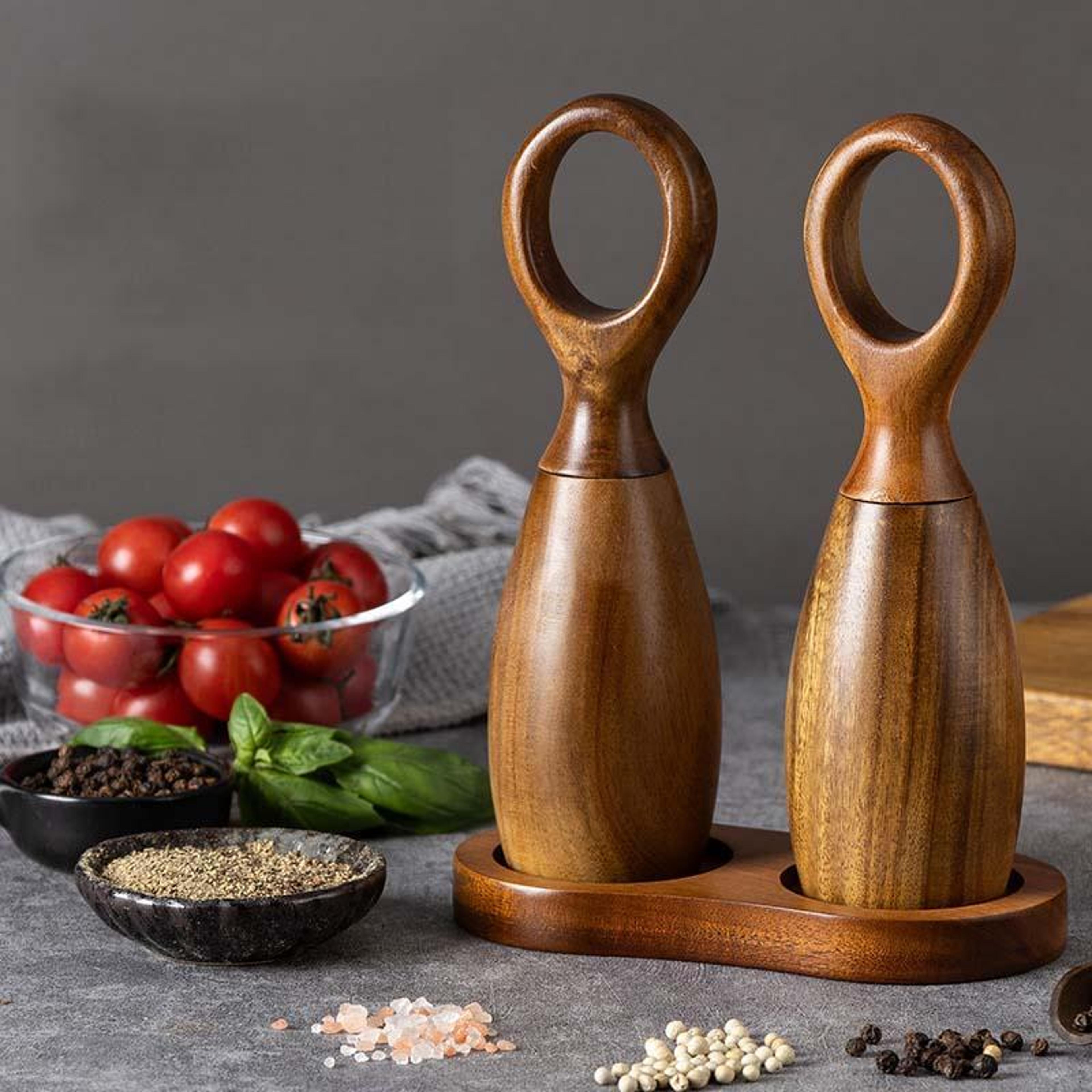 wood adjustable pepper grinder with ceramic core manual spice mill