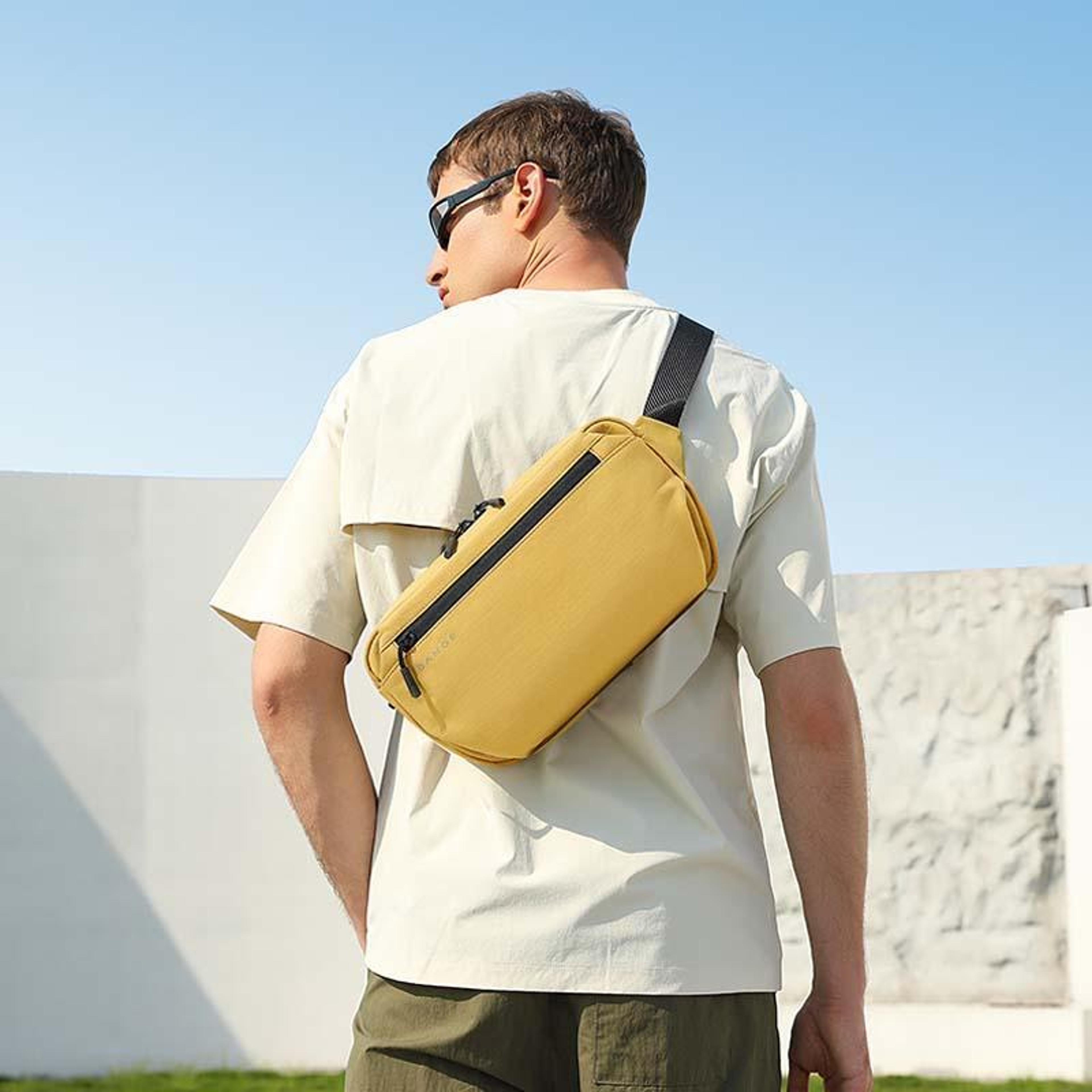 men urban expedition crossbody bag, multifunctional lightweight chest pack & commuter shoulder sling