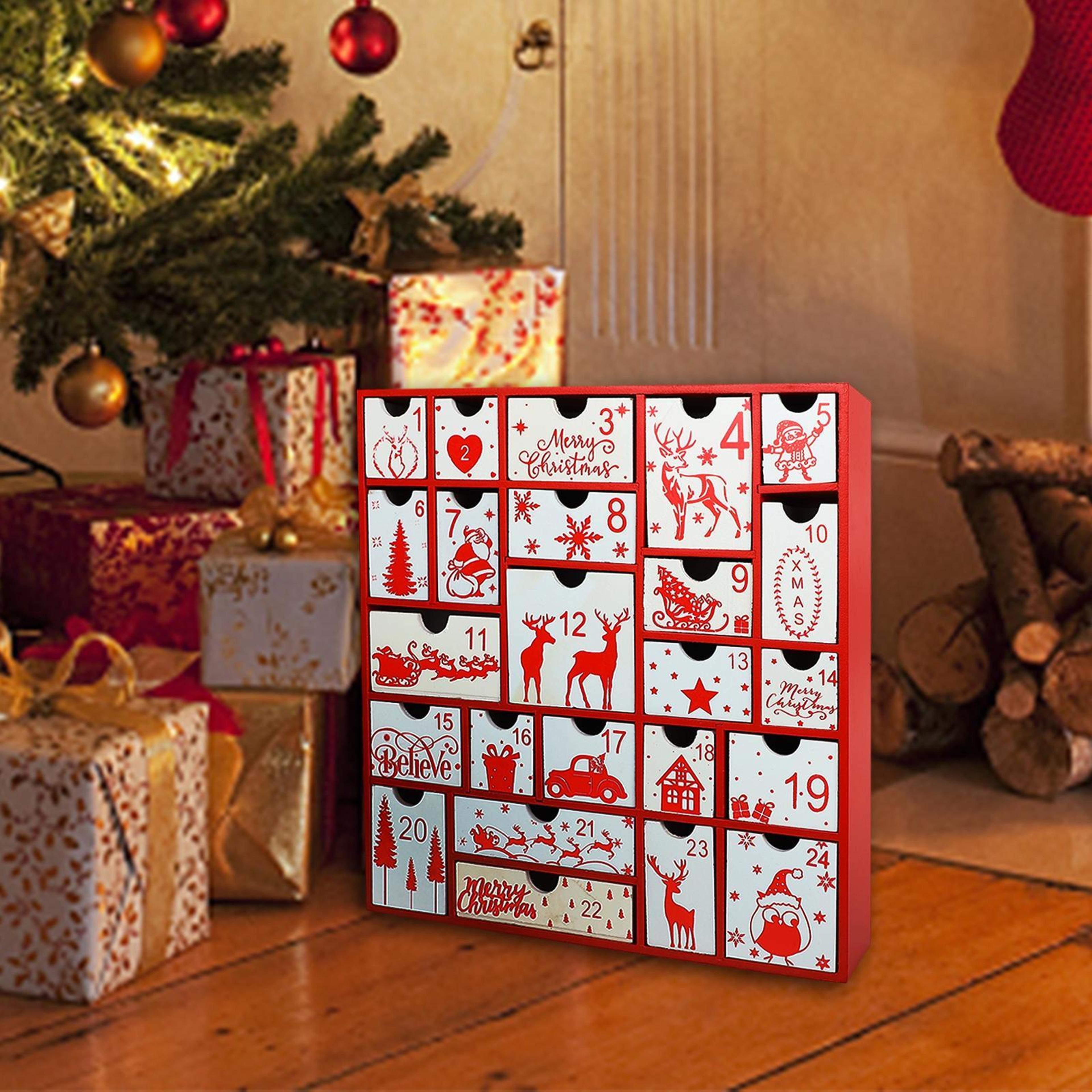 wooden advent calendar with 24 drawers christmas countdown gift box