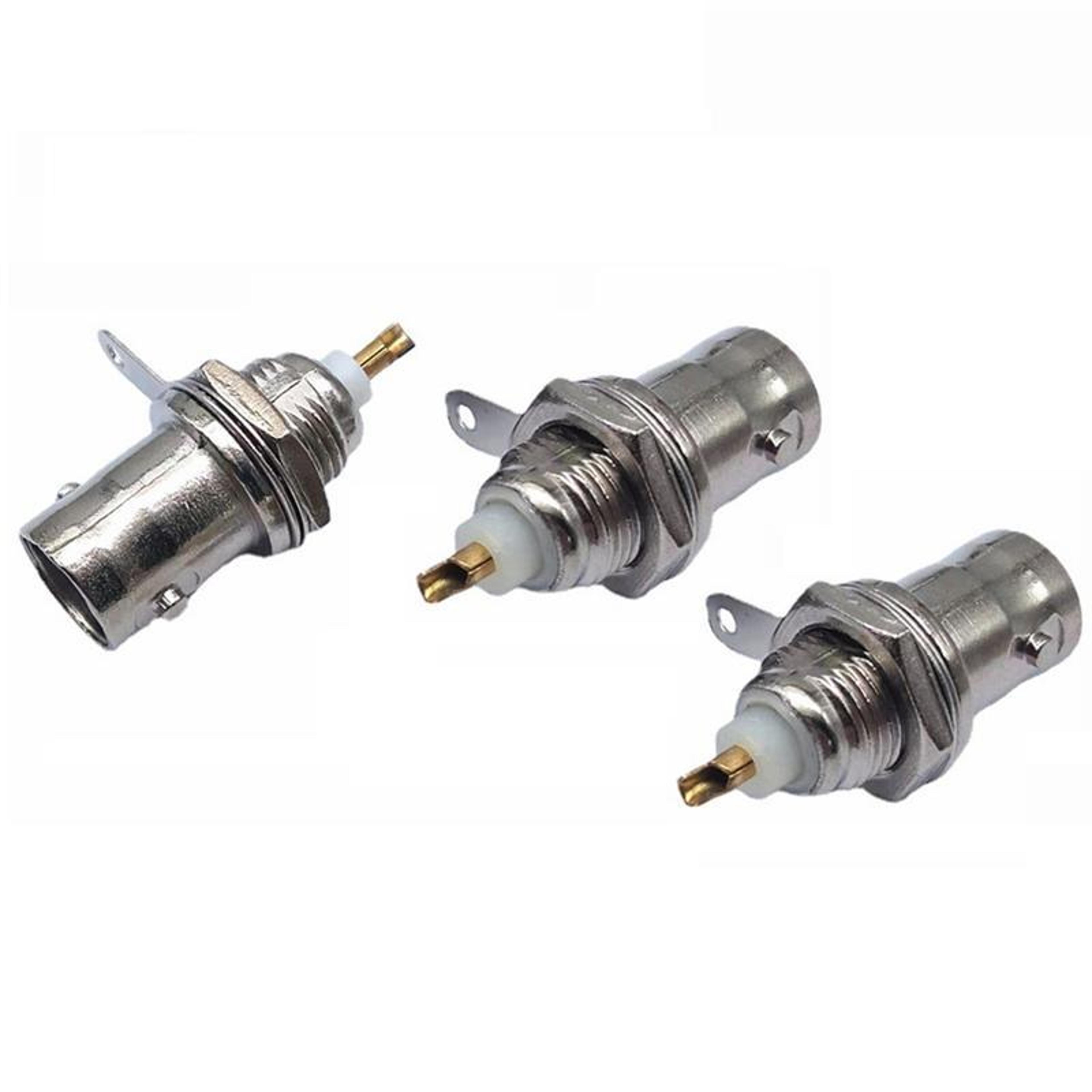 3pcs gold-plated bnc female panel mount socket set for oscilloscopes & test equipment