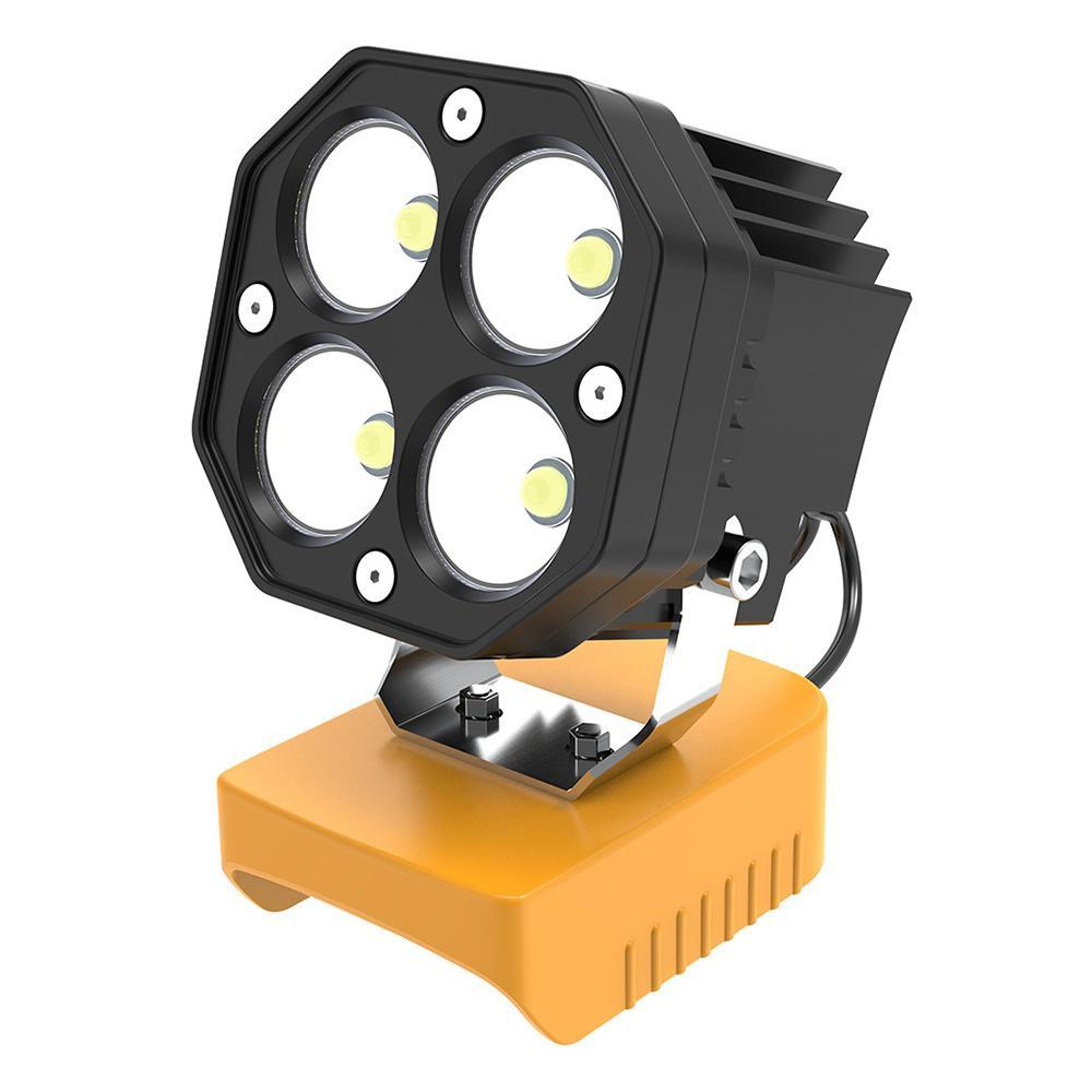 battery compatible portable led work light, 6000lm high output 18v/20v job site lighting yellow