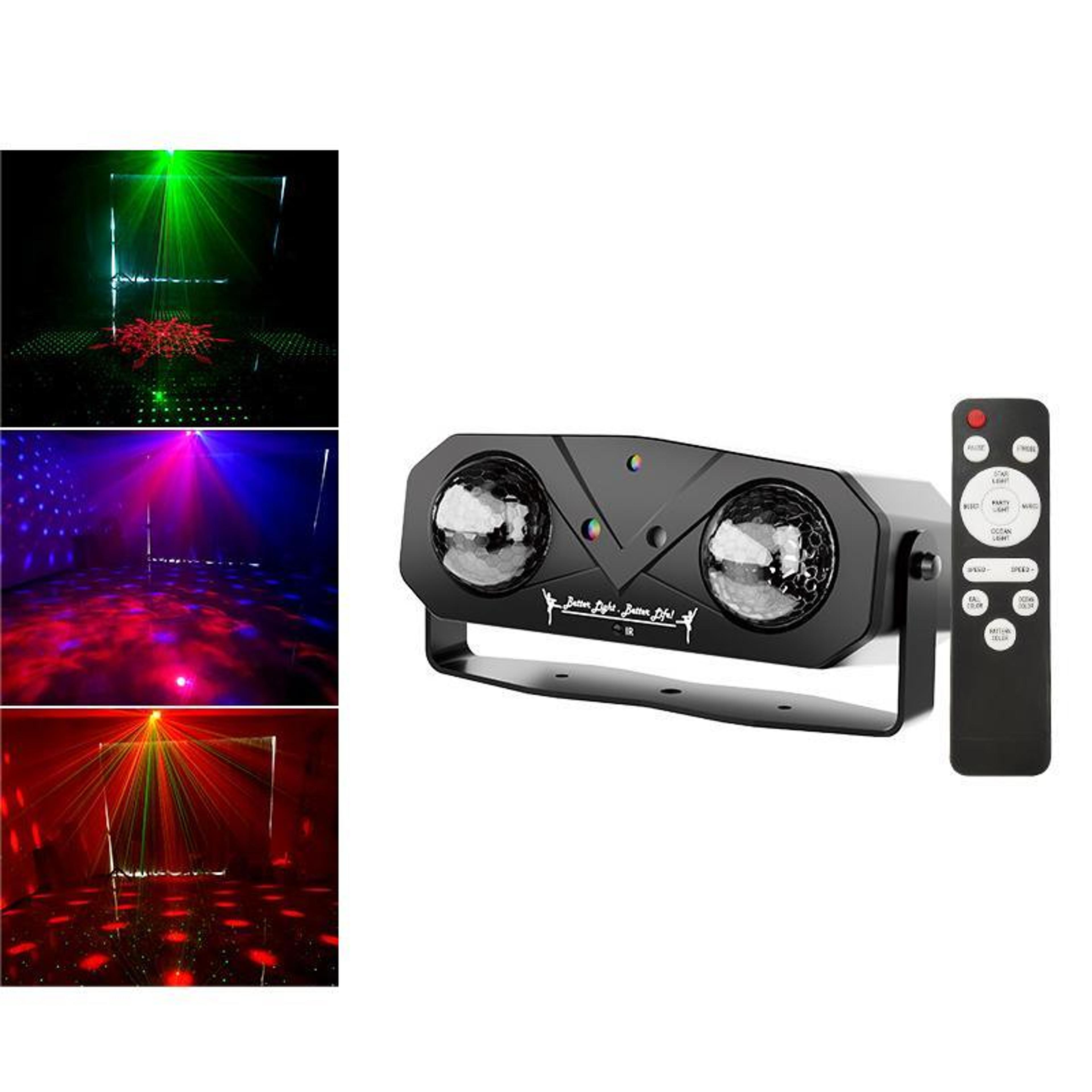 rgb laser party light with water ripple projector & remote control