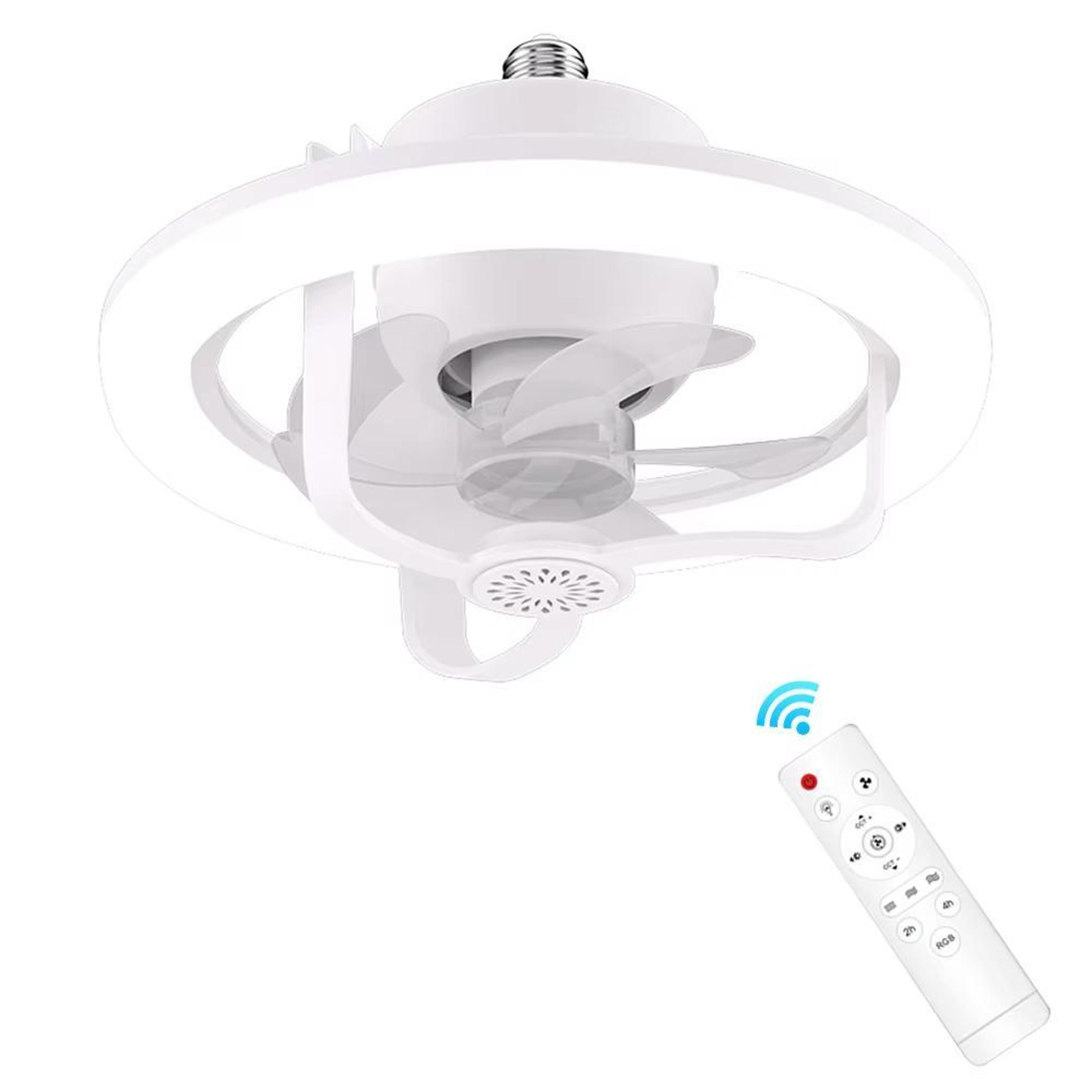 rgb ceiling fan light with remote control, e27 socket, 360° airflow & dimmable led
