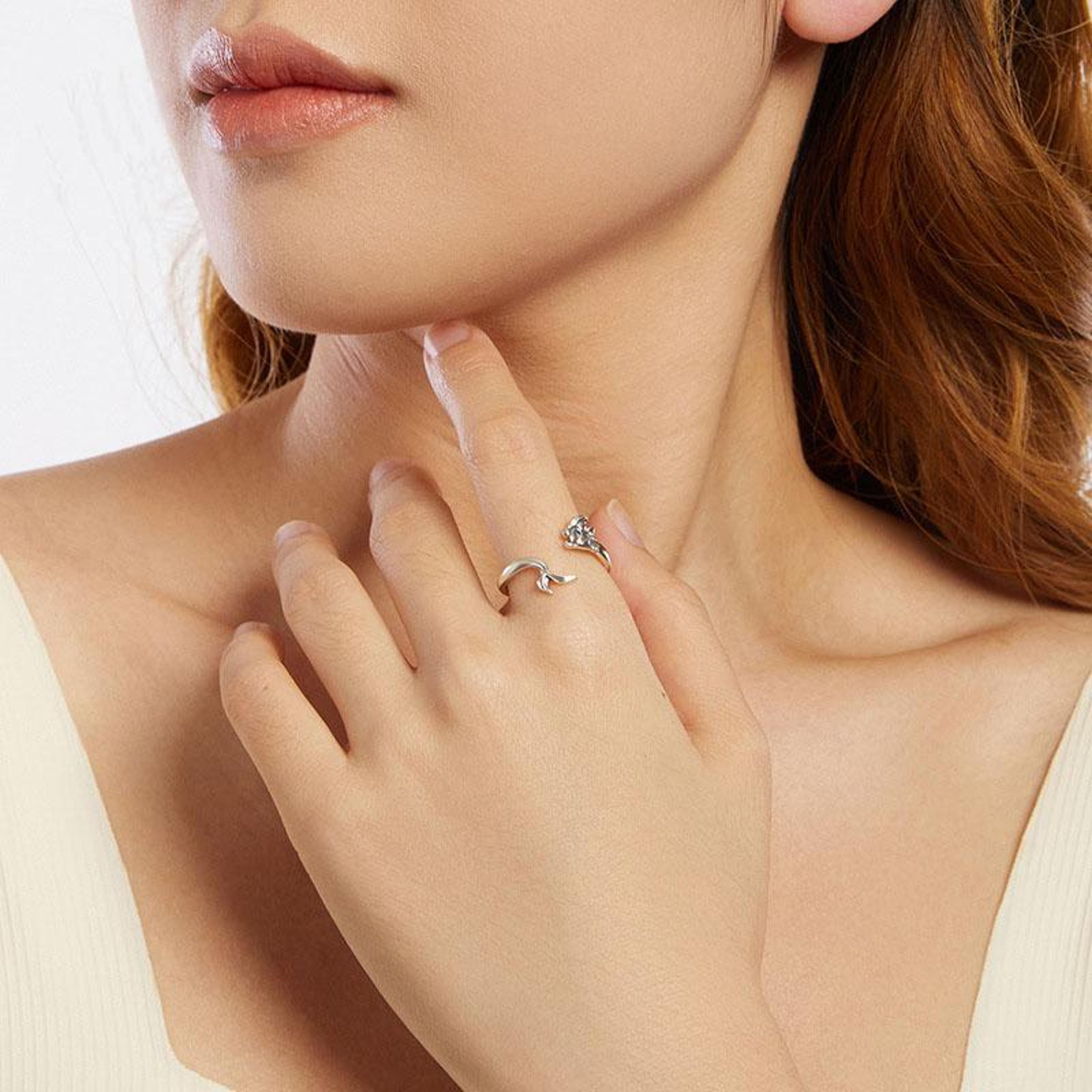 ocean siren sterling silver mermaid adjustable ring for women