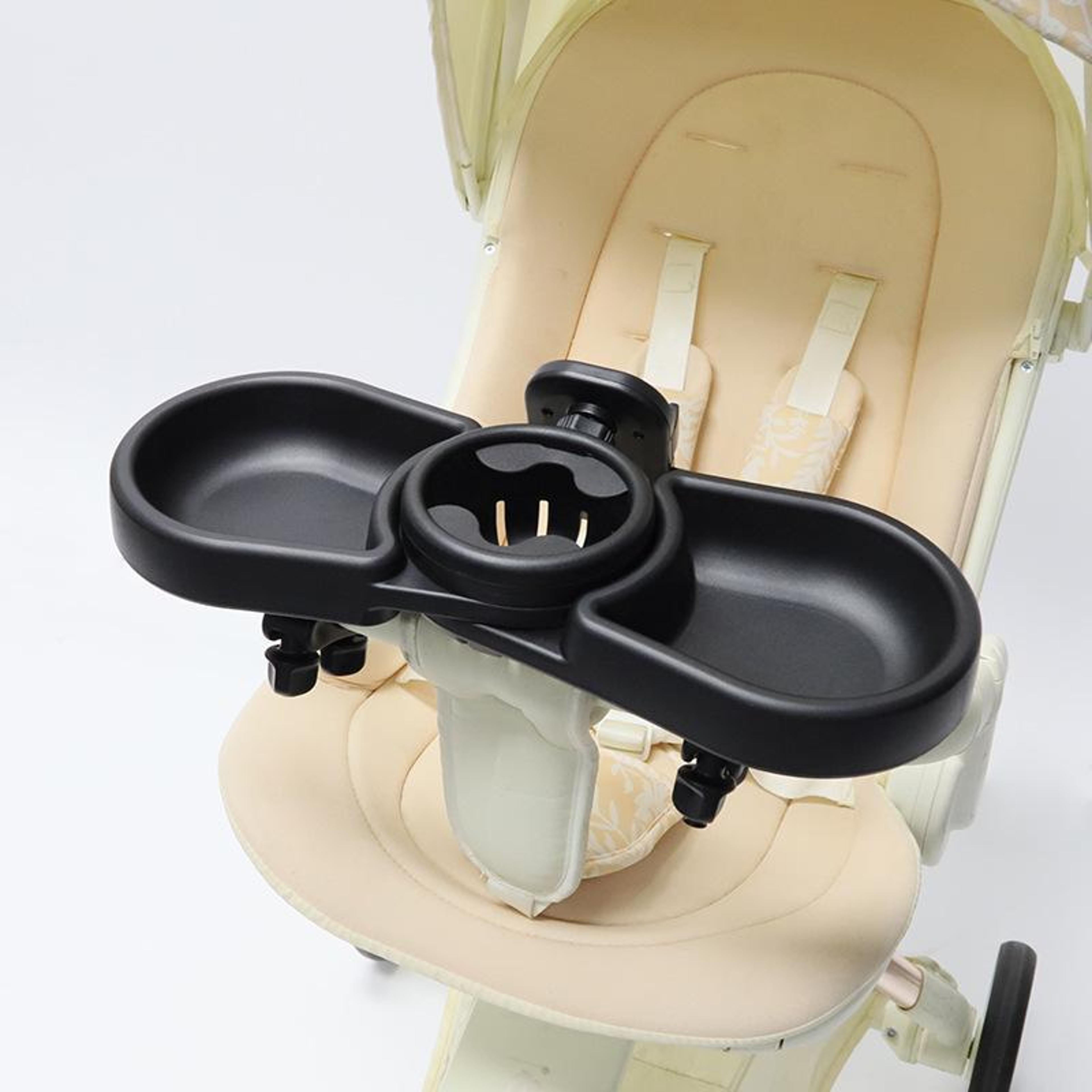 4-in-1 universal stroller snack tray with phone holder, cup holder & storage organizer