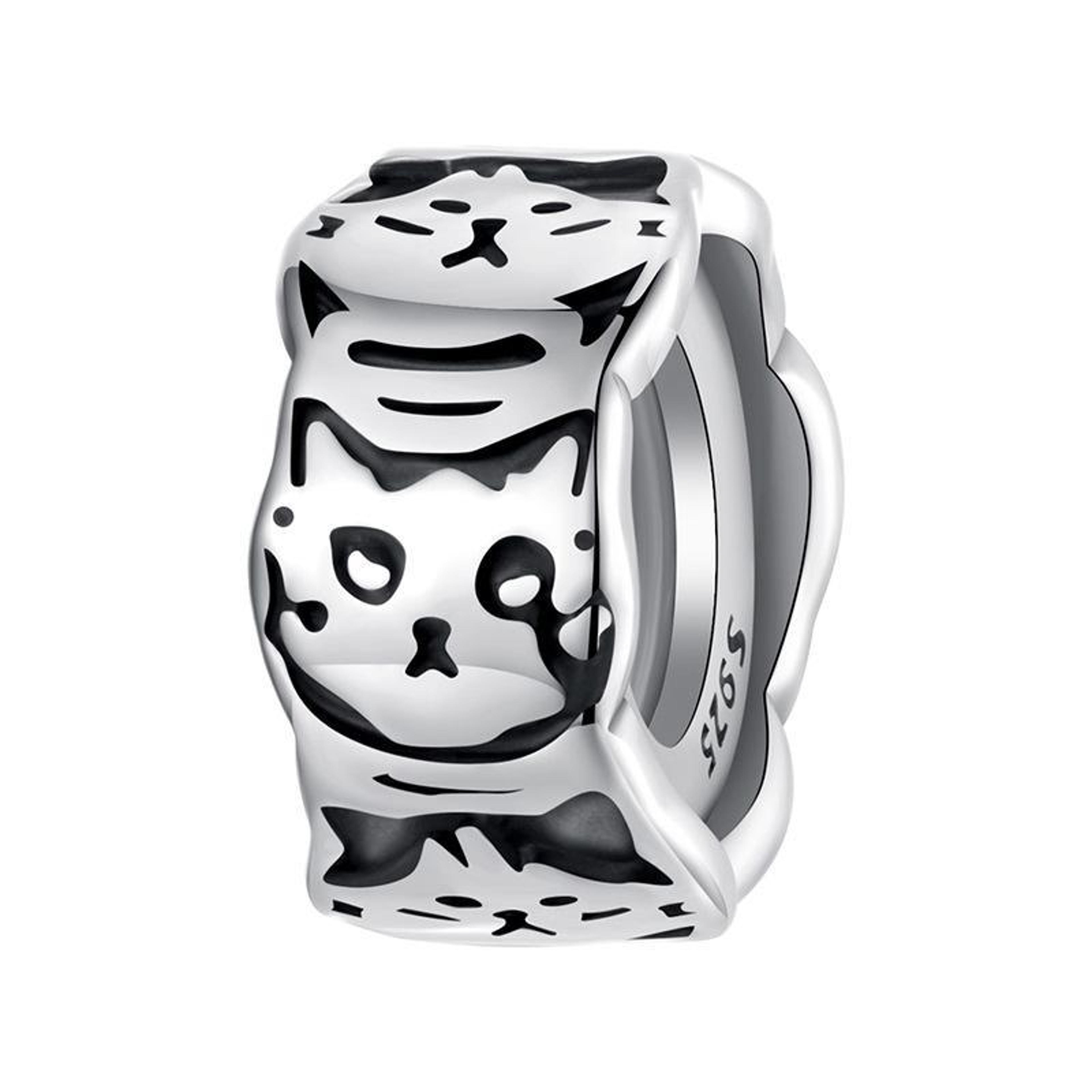 sterling silver cat spacer charm silicone bead for charm bracelets