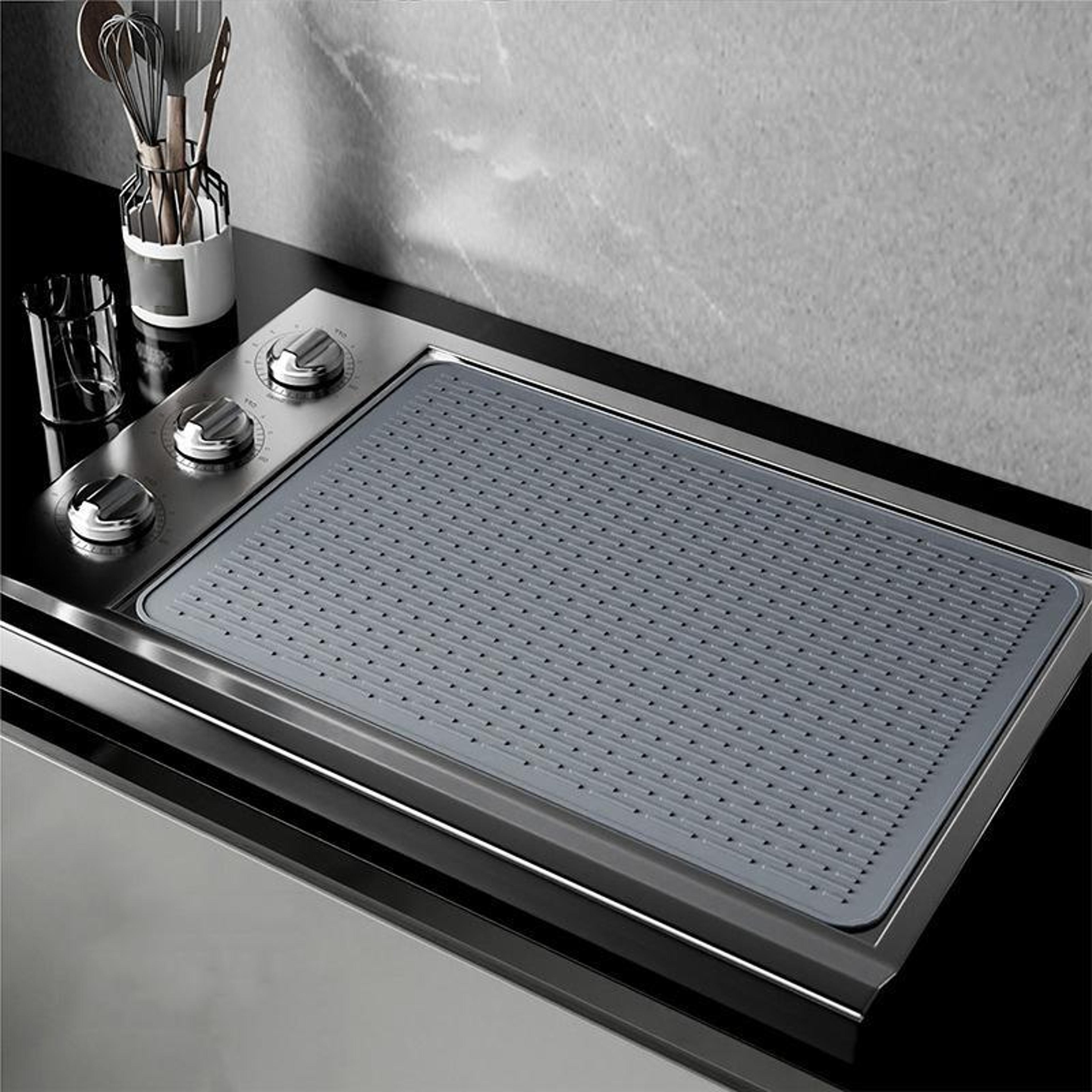 premium silicone sink mat & stovetop protector with drainage design