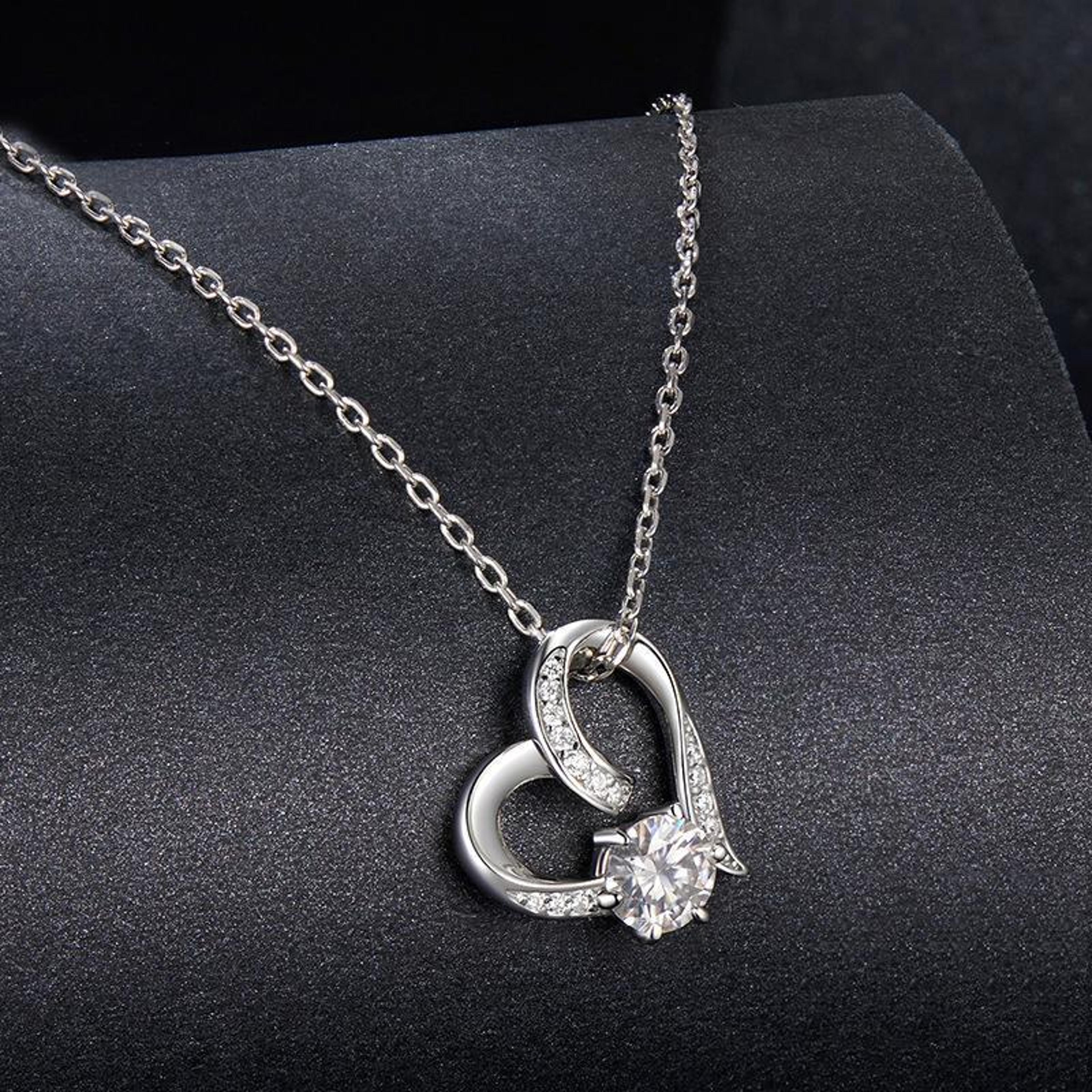 sterling silver moissanite necklace heart pendant for women