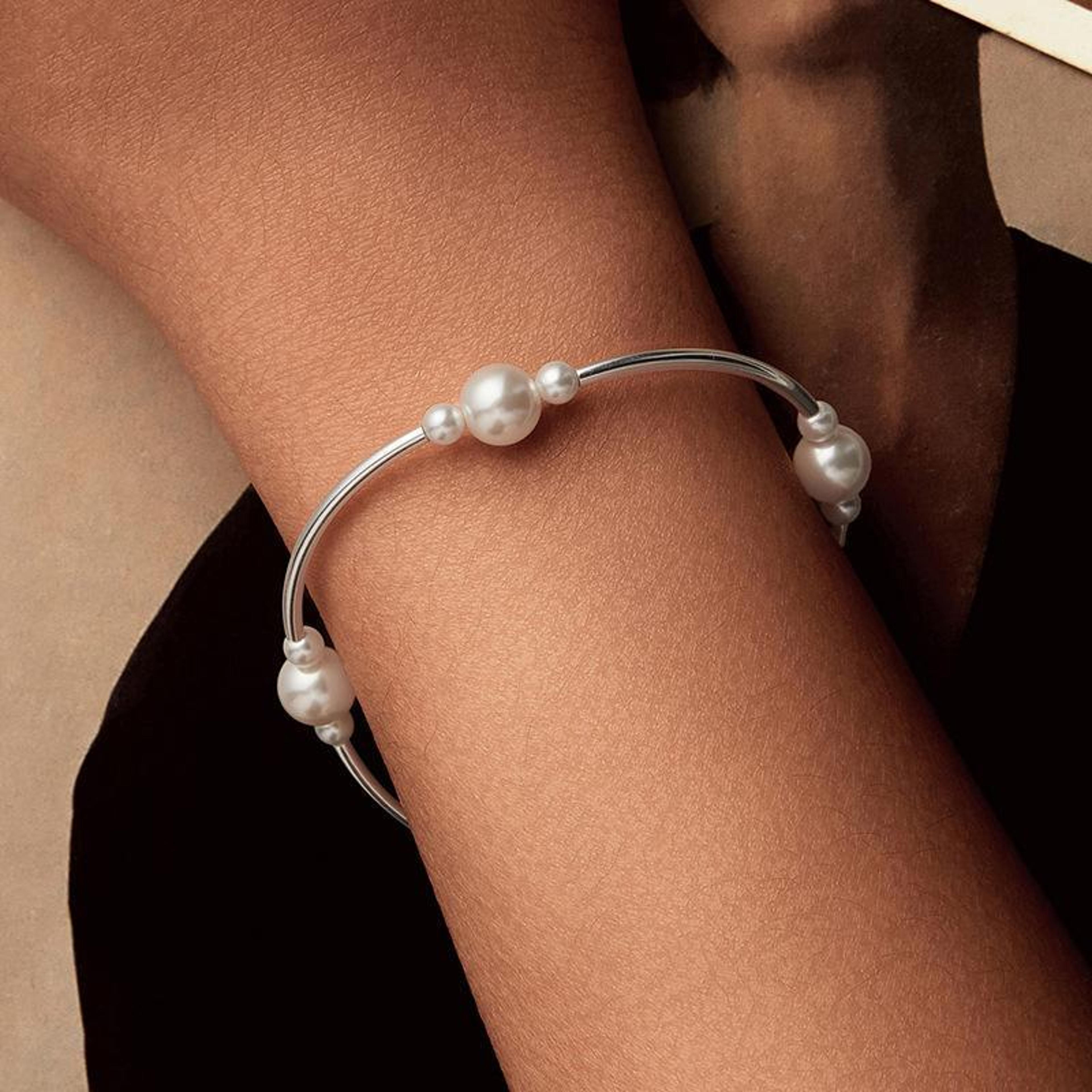 luna pearl glow 925 sterling silver shell bead bracelet for women