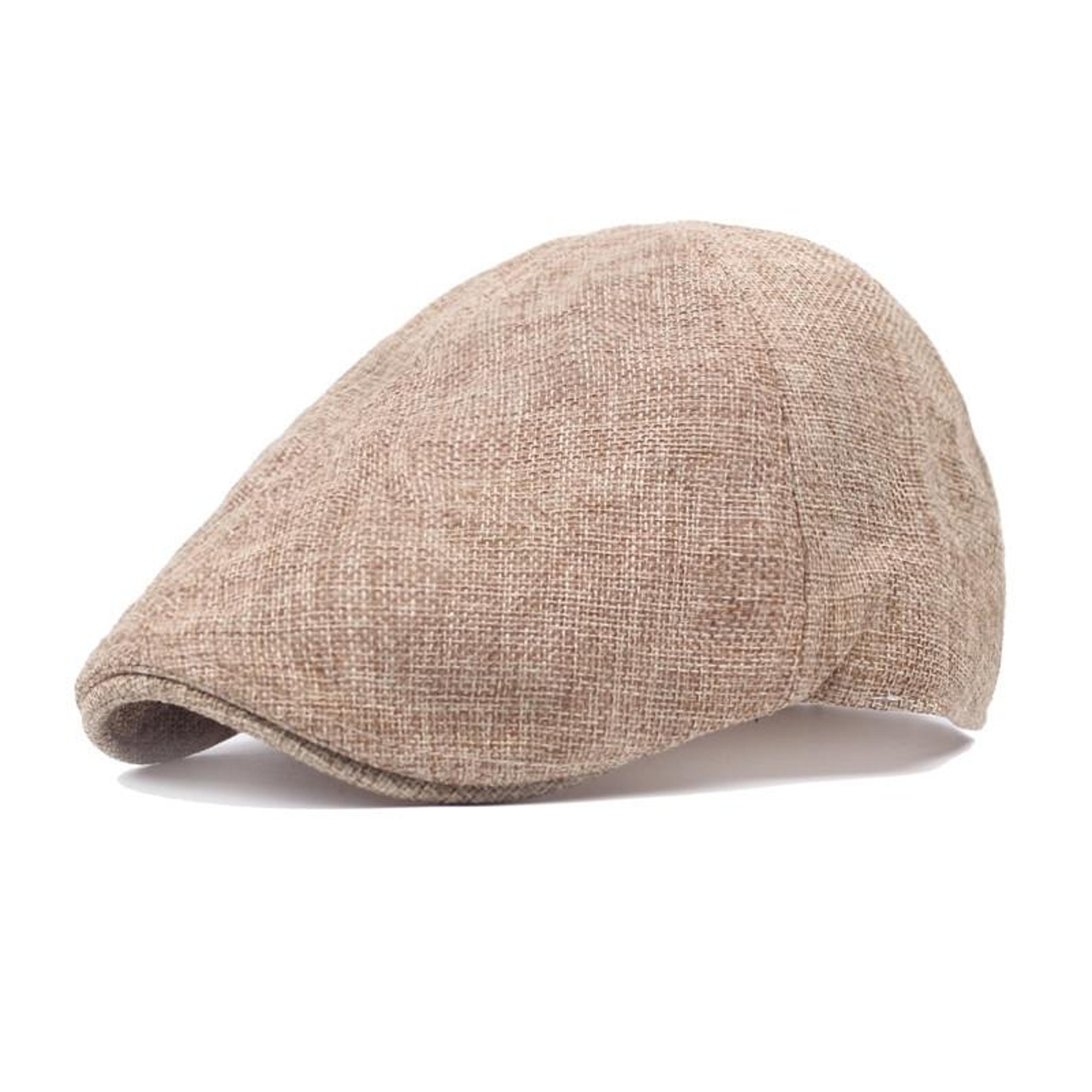 vintage cotton linen flat cap for men, breathable summer newsboy beret with sun protection