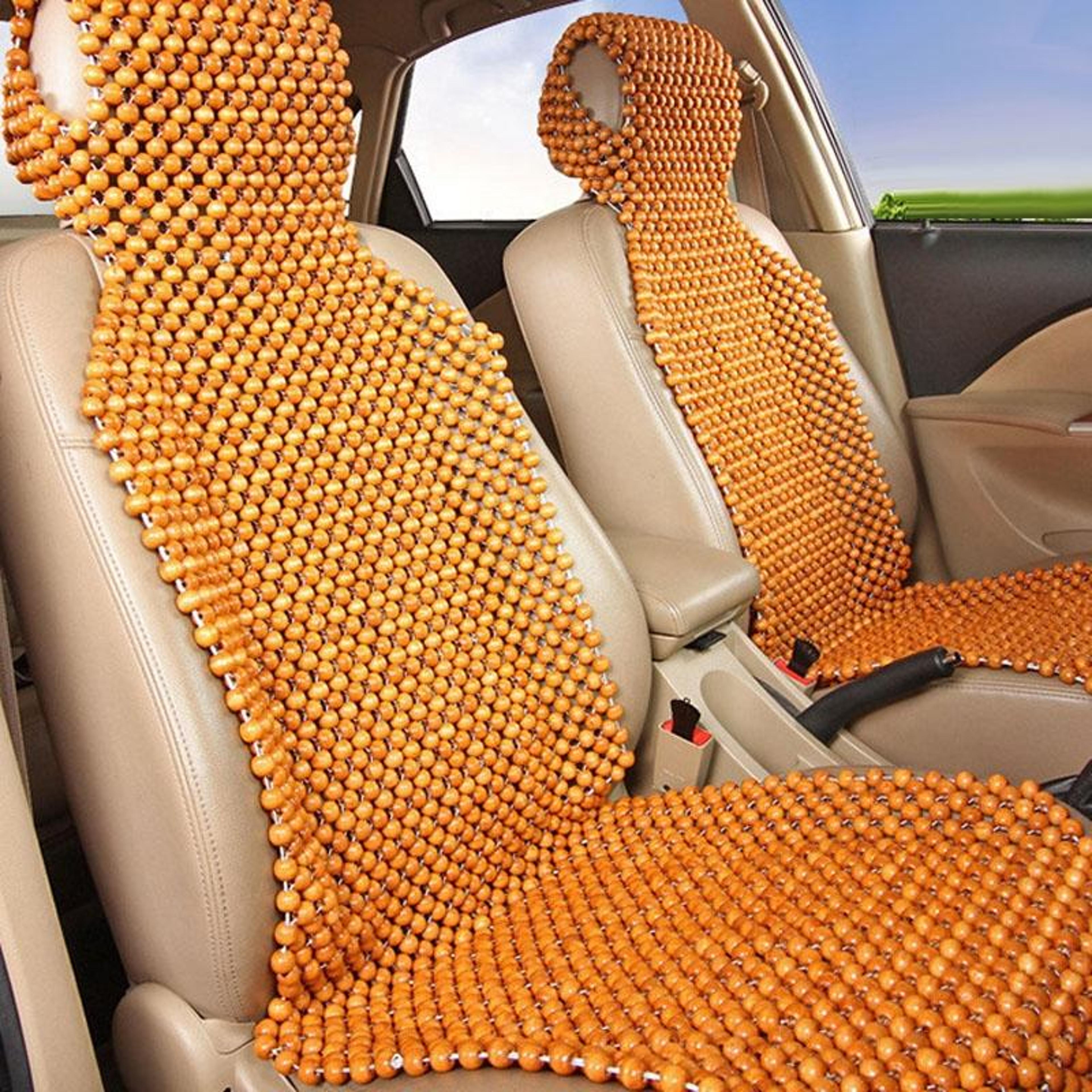 natural maple wood beaded car seat cushion, breathable wooden bead car seat cover with massage support