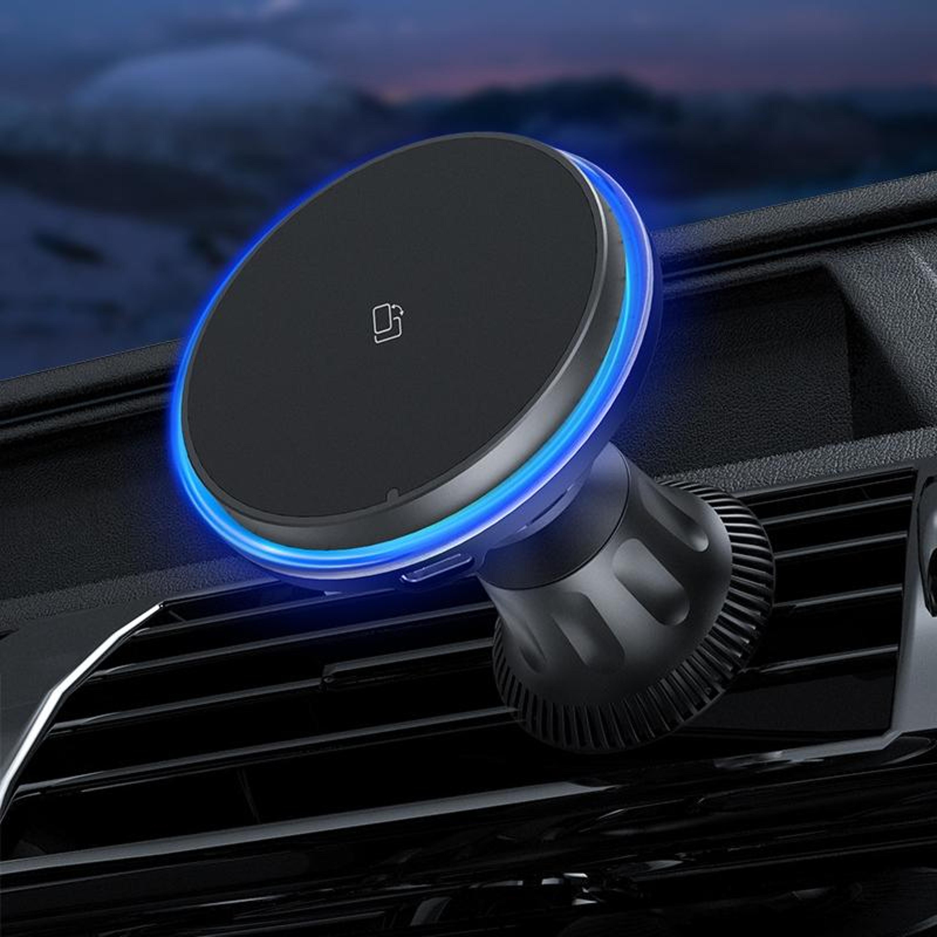 magnetic wireless car charger mount with ambient led light