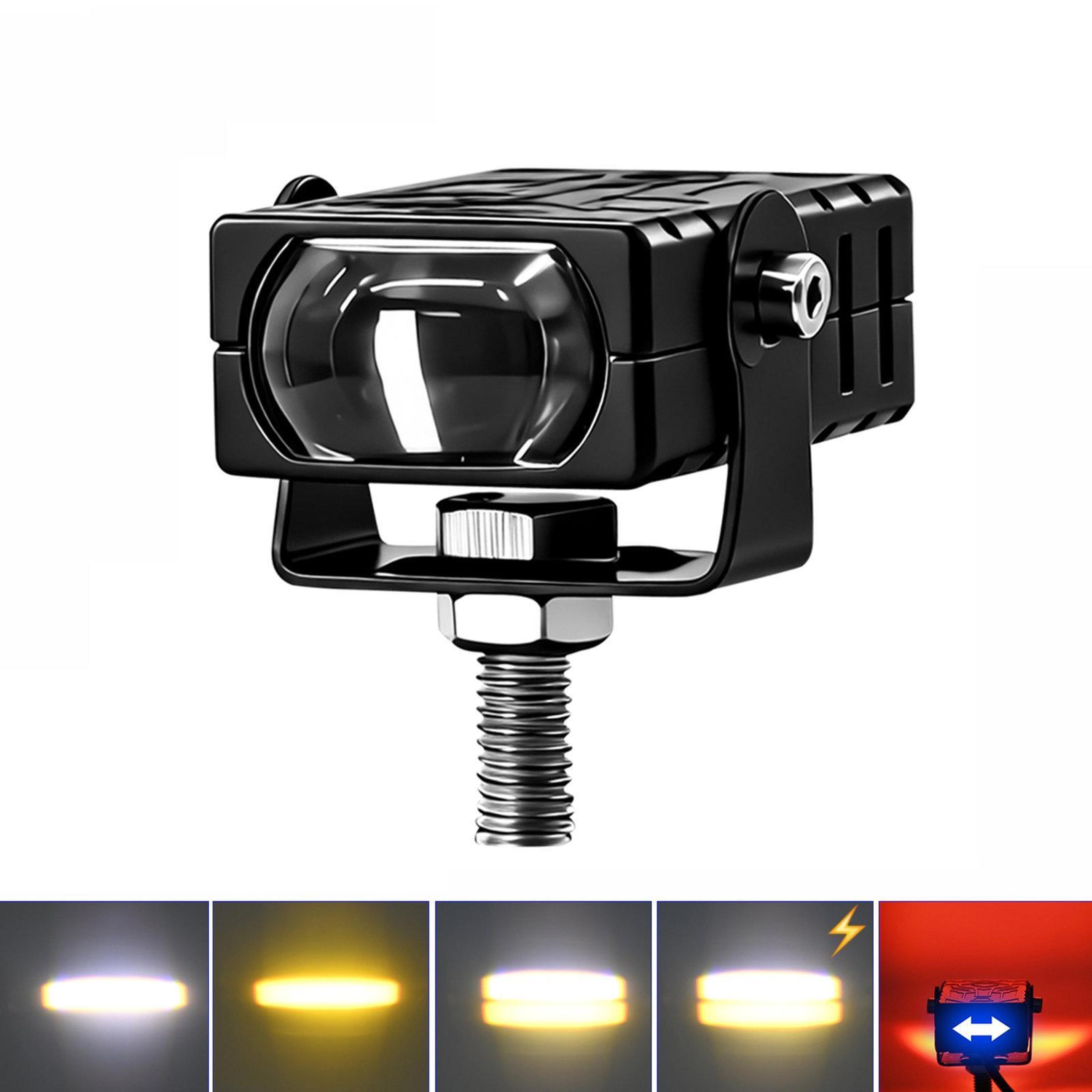 motorcycle led auxiliary spotlight with warning light grille guard