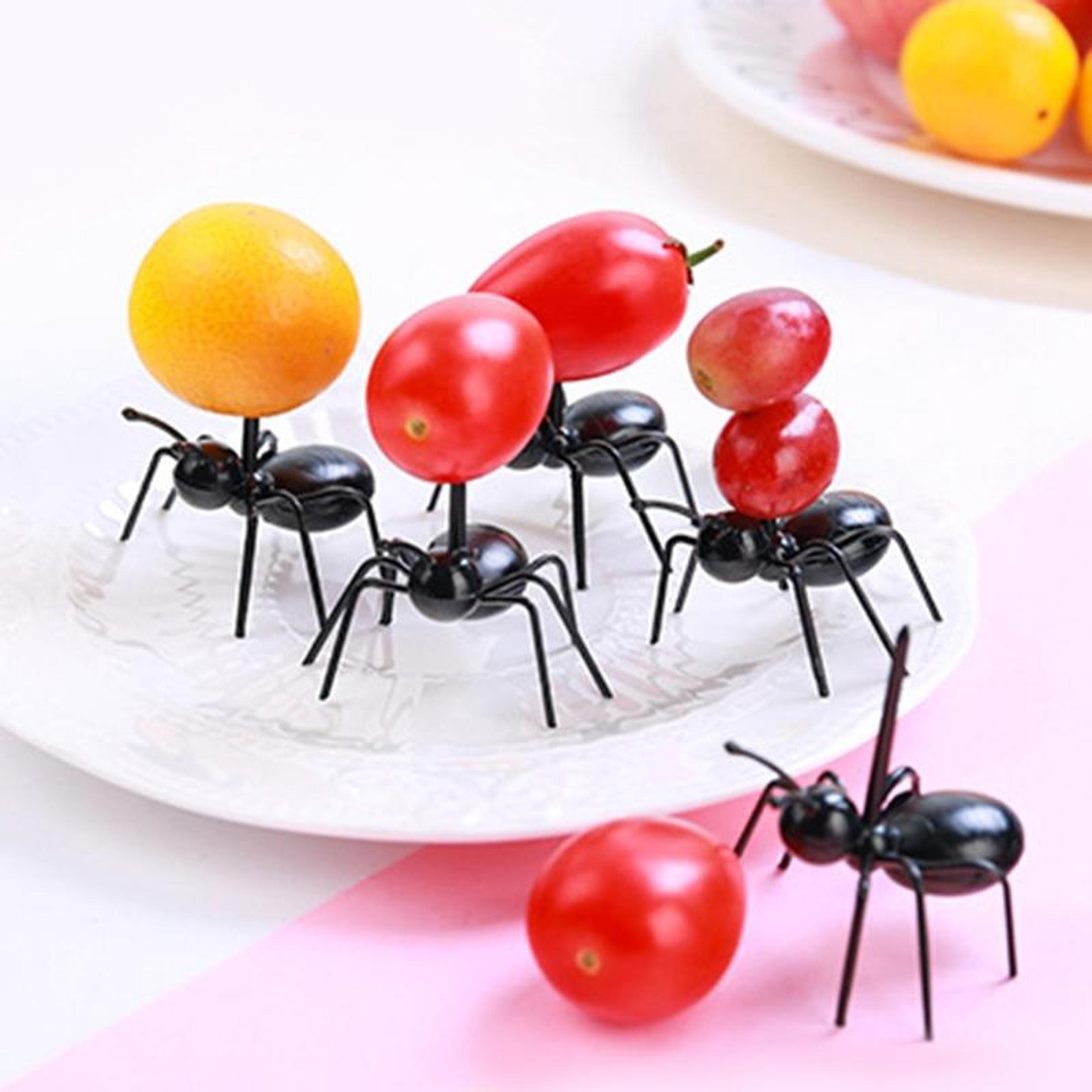worker ant fruit fork picks set, 12pcs cute dessert & snack forks for parties