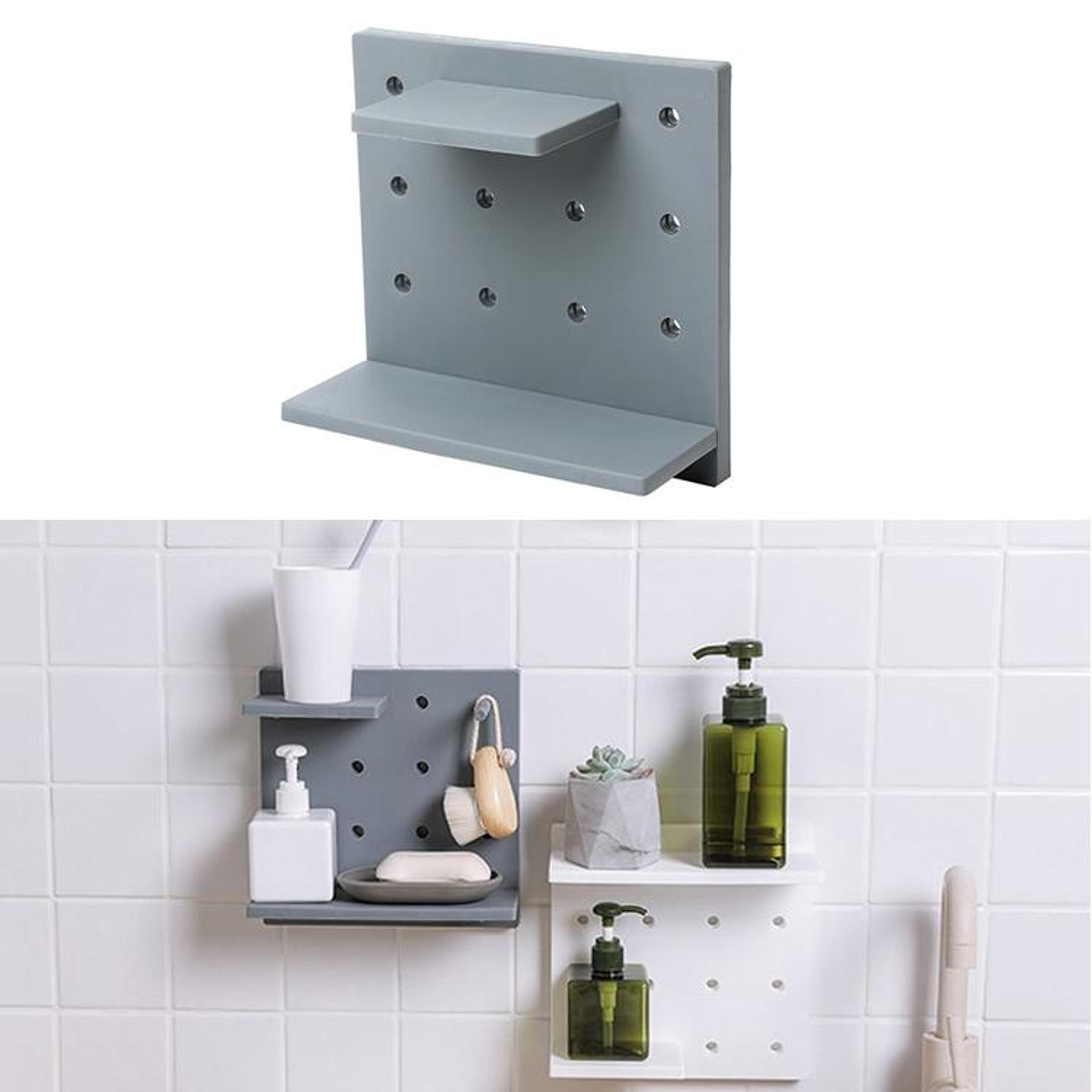 punch-free adhesive wall storage shelf for bathroom, kitchen & living room