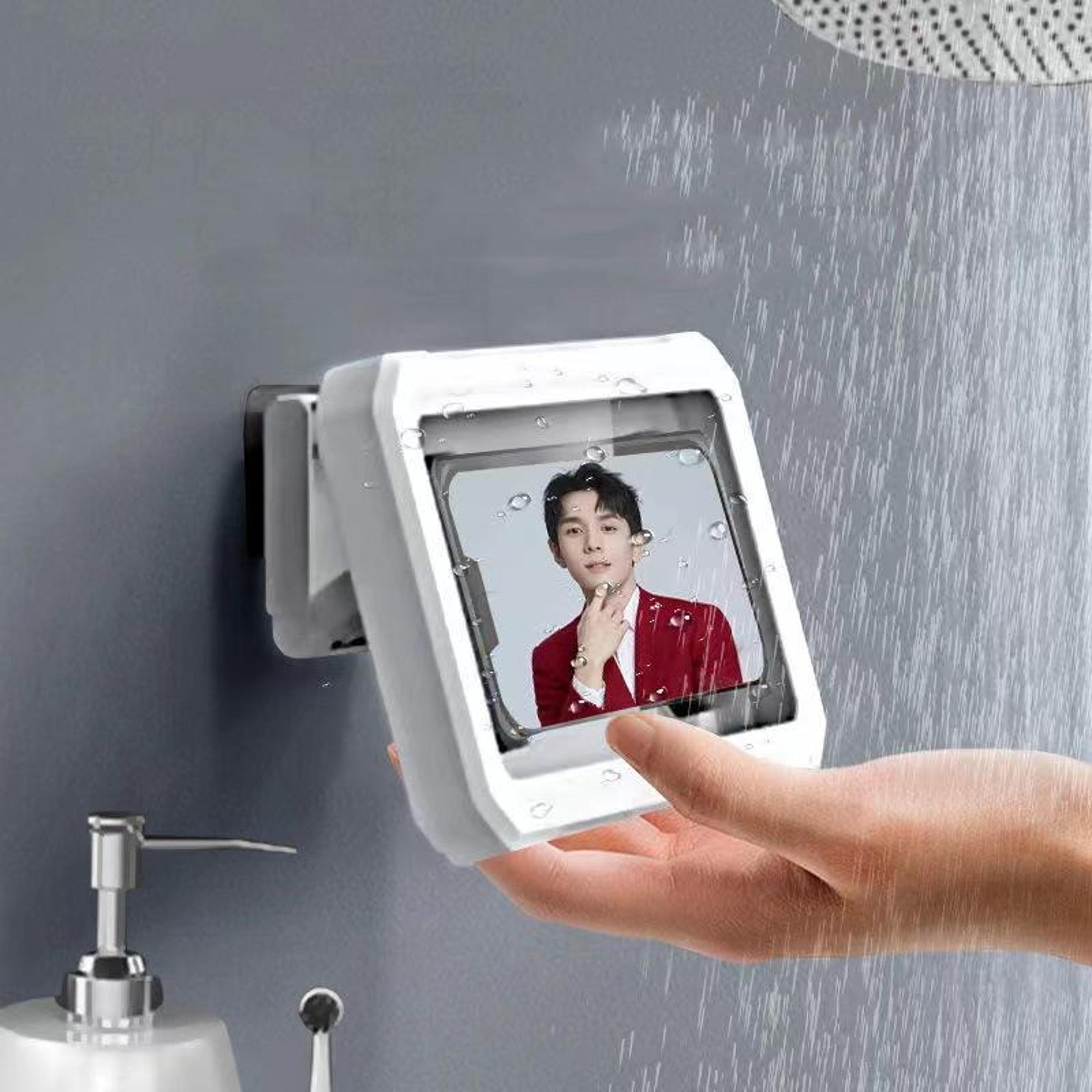 waterproof shower phone holder with rotating touch screen case