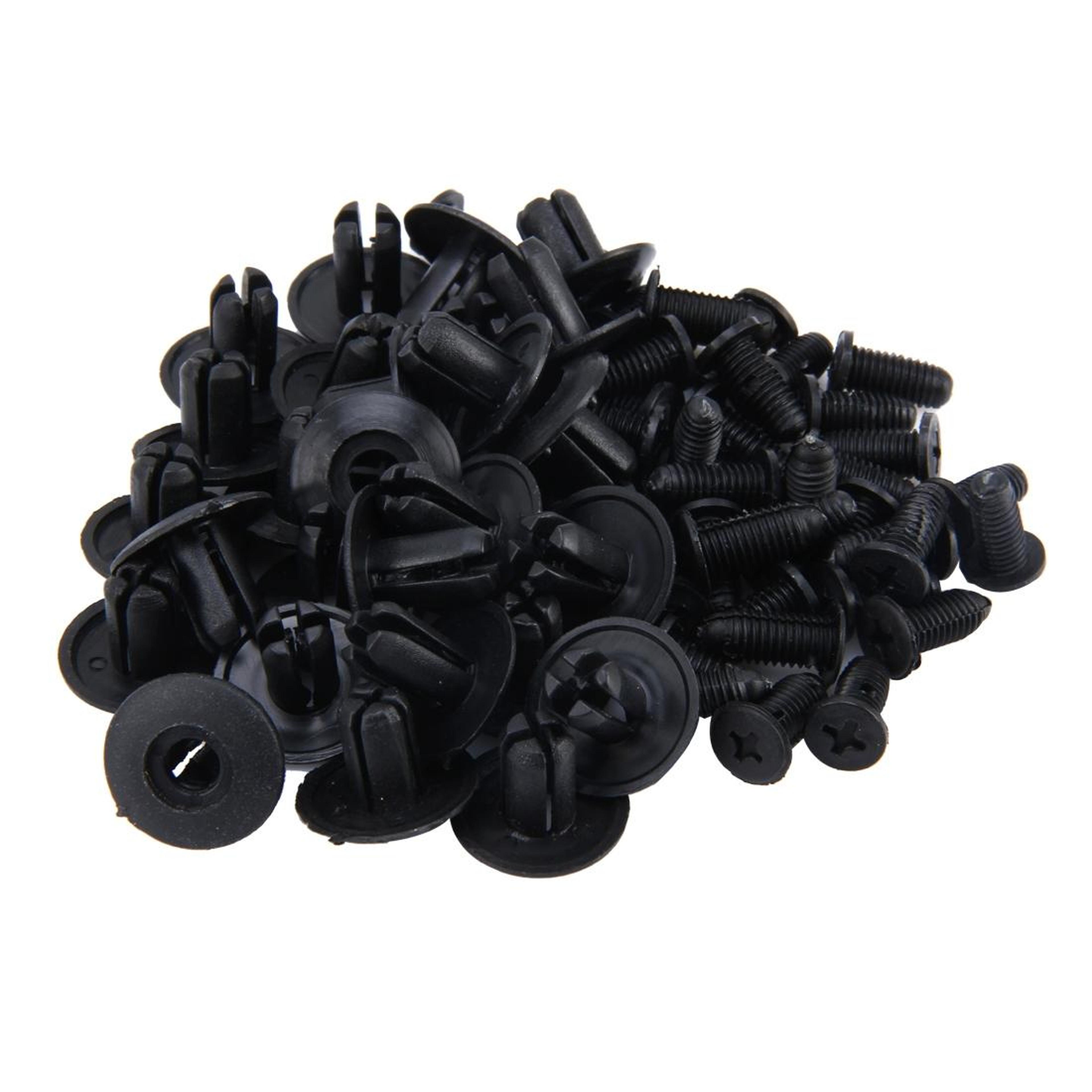 universal auto body push rivet clips set, 100pcs plastic fastener retainers for bumpers & fender panels