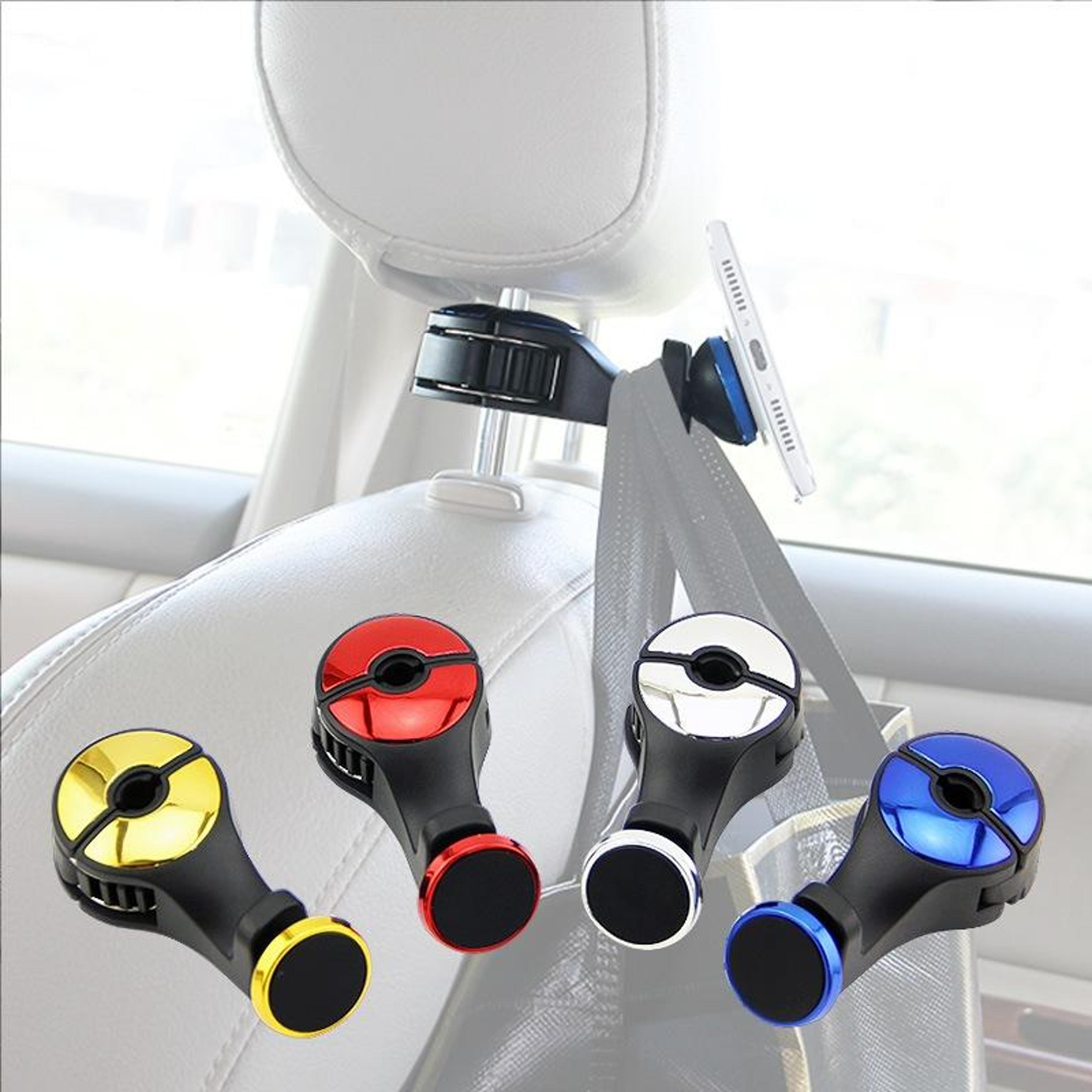 magnetic car headrest phone holder & storage hook organizer