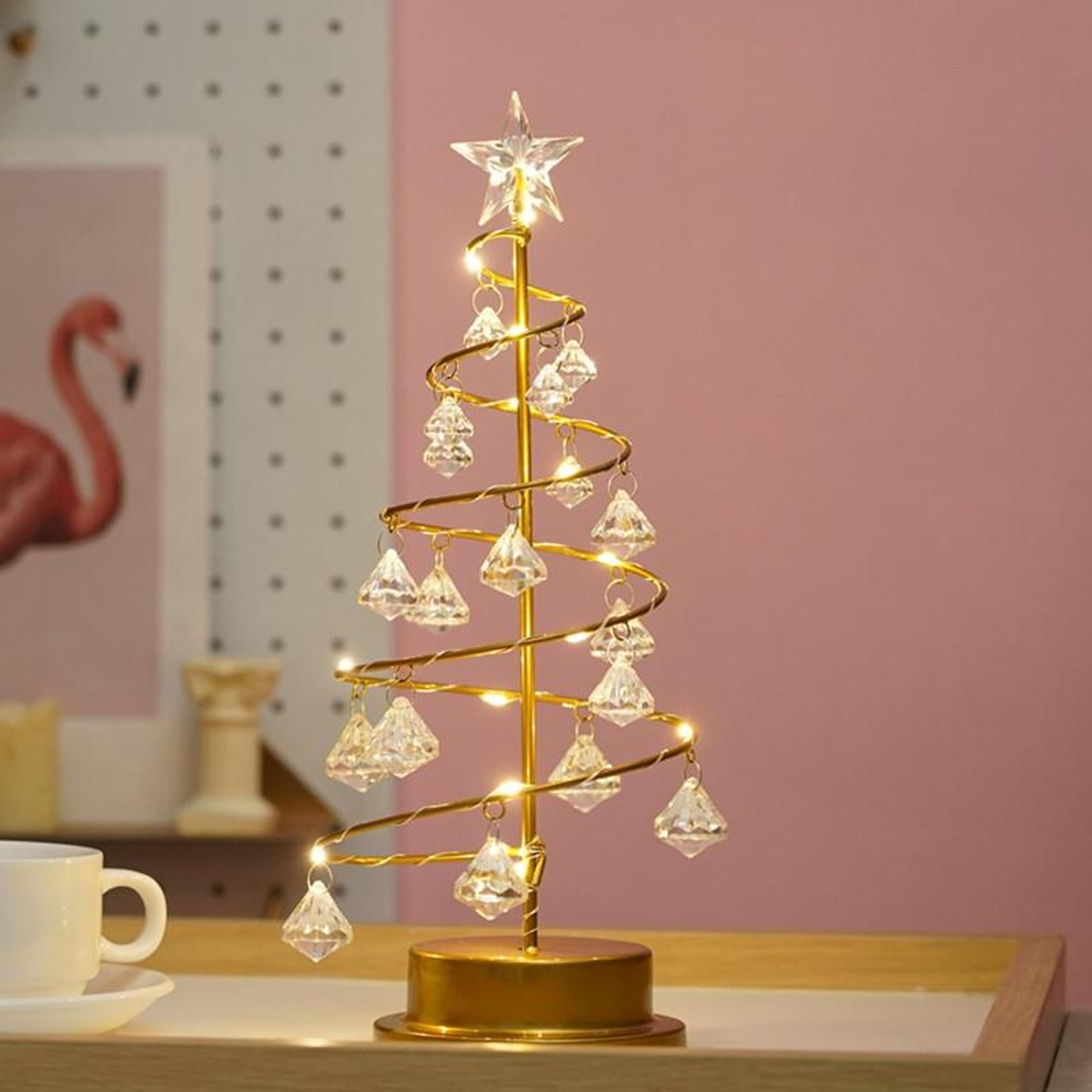 christmas tree table lamp, led crystal night light for festive home decor