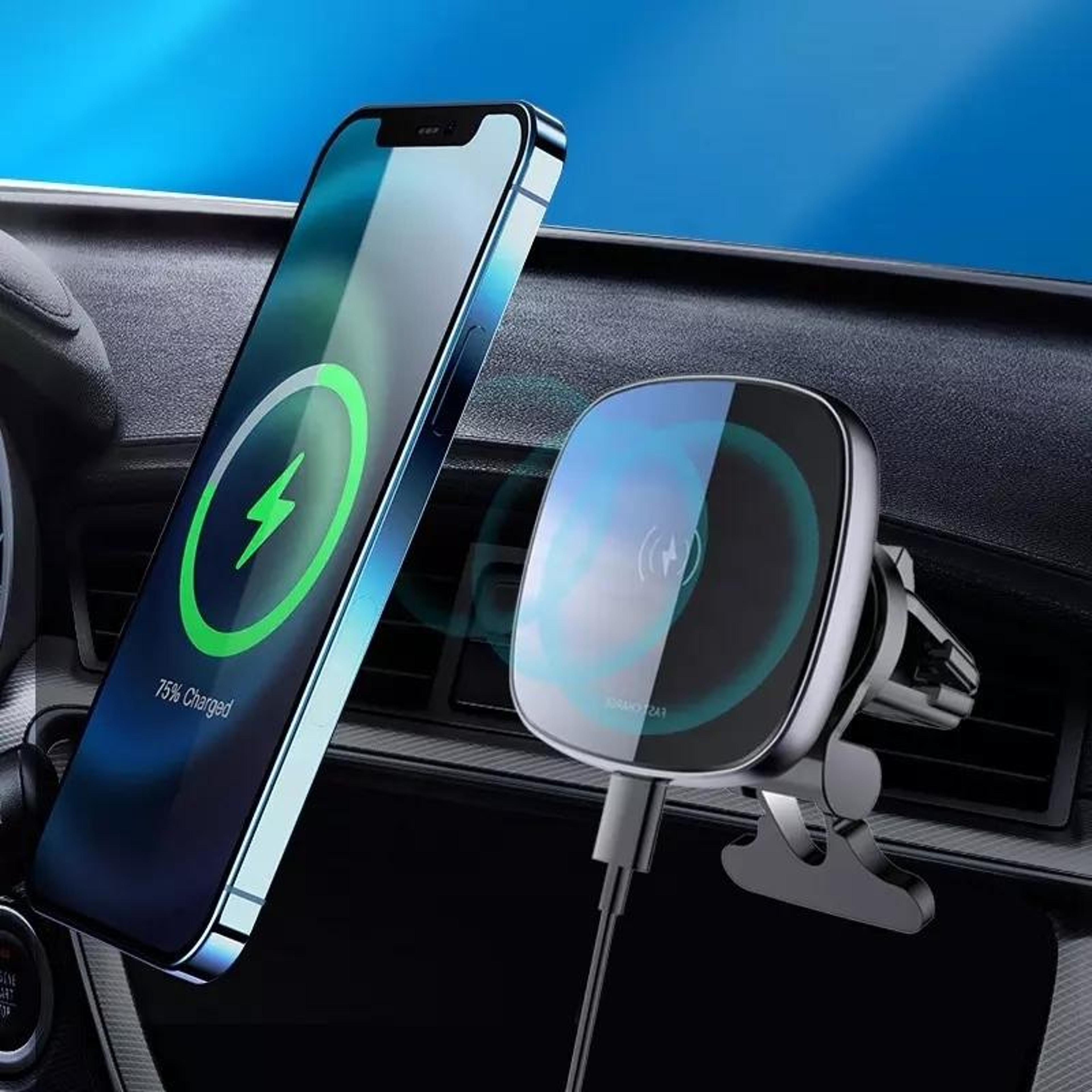 magnetic wireless car charger stand with 360° rotation & strong magnetic hold