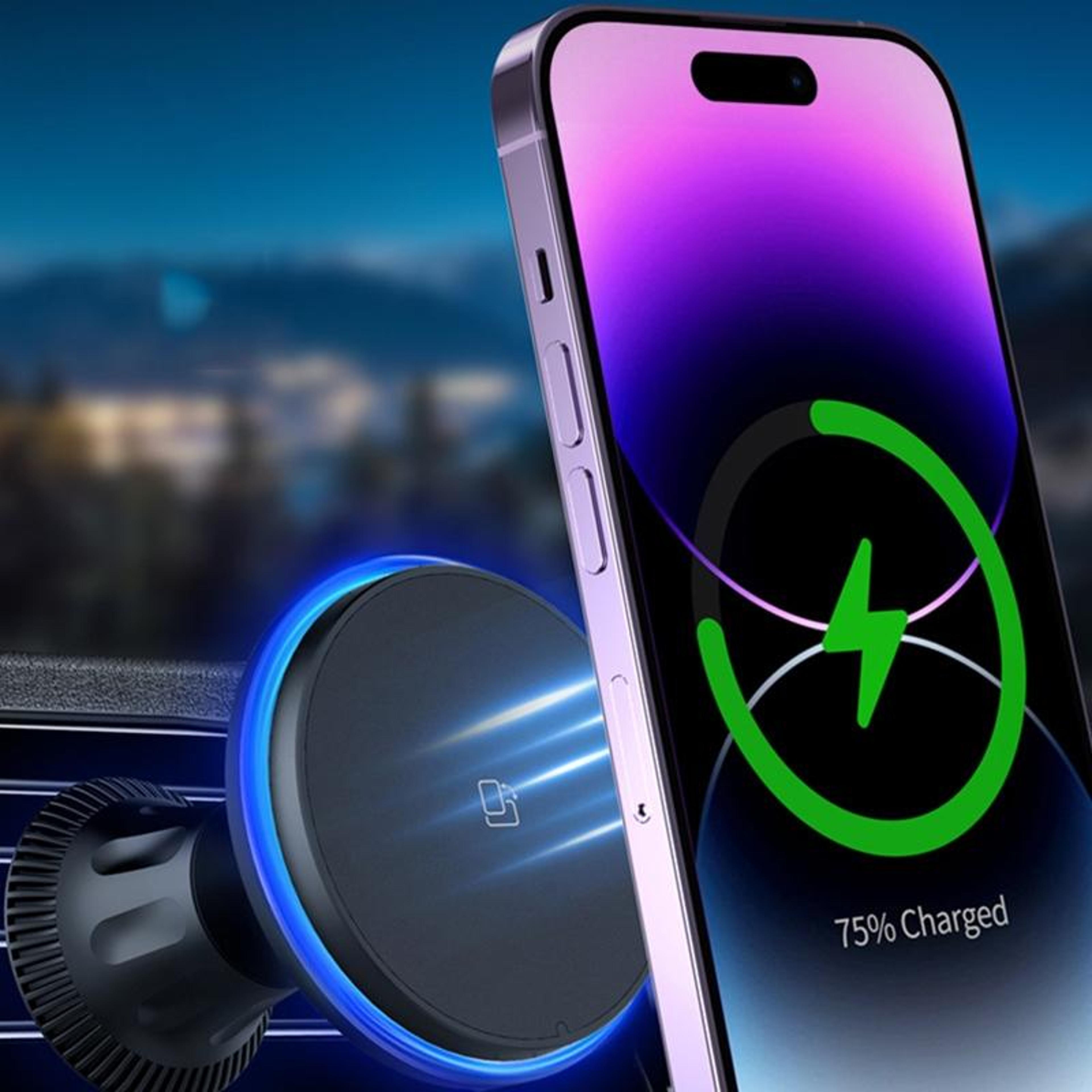 magsafe magnetic wireless car charger mount with ambient led light
