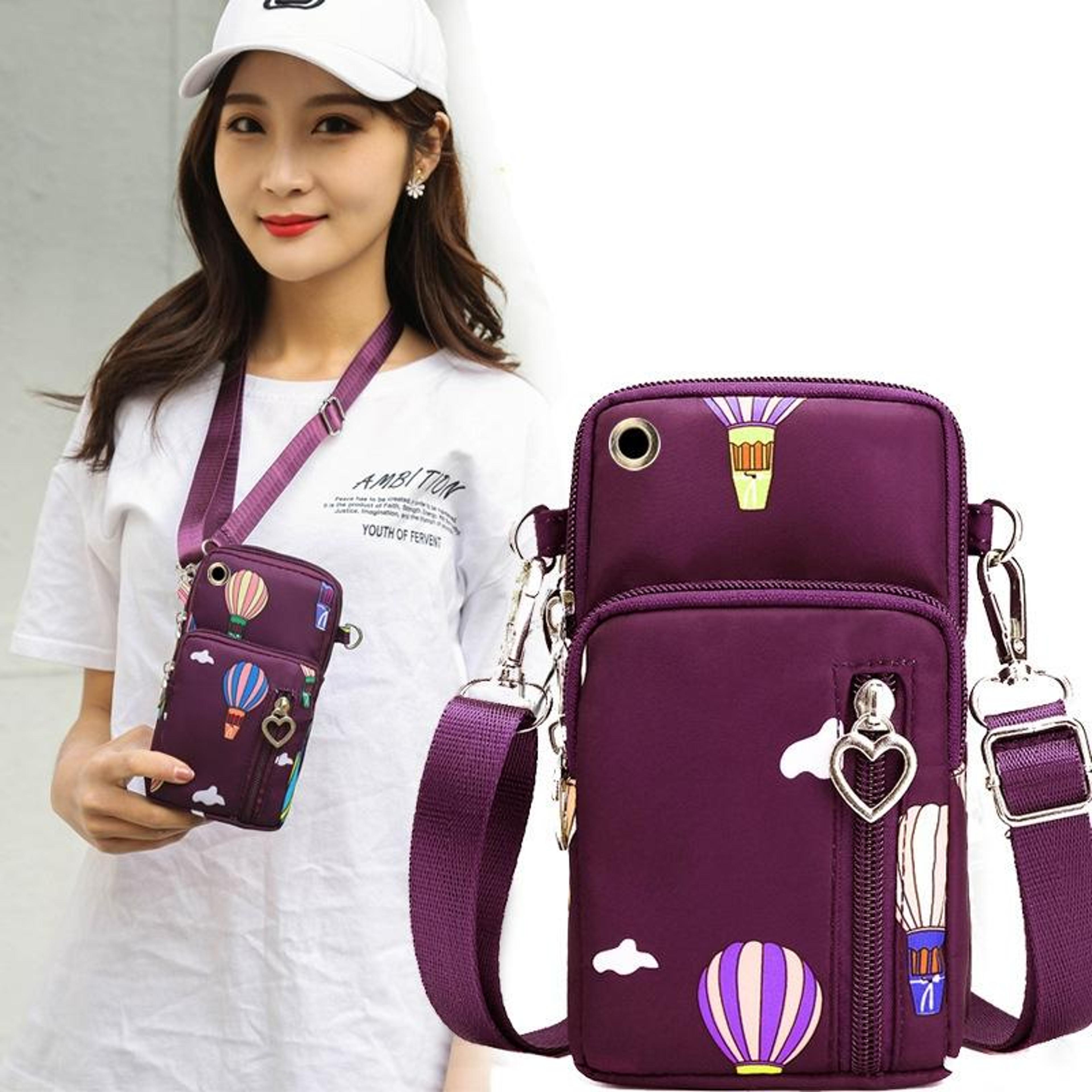 women's crossbody phone wallet bag with arm band & wrist strap travel organizer