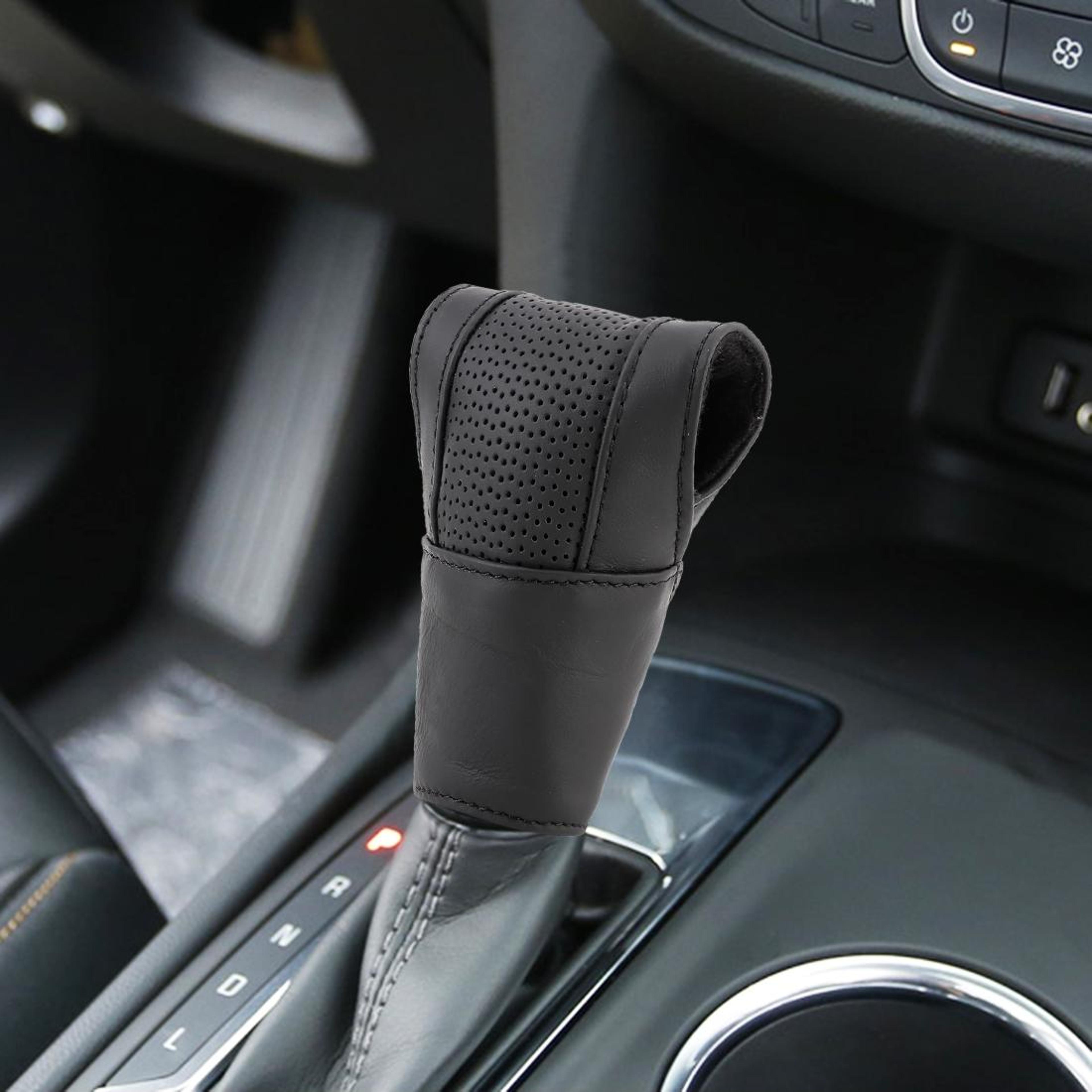 premium genuine leather gear shift knob cover, universal non-slip shifter protector