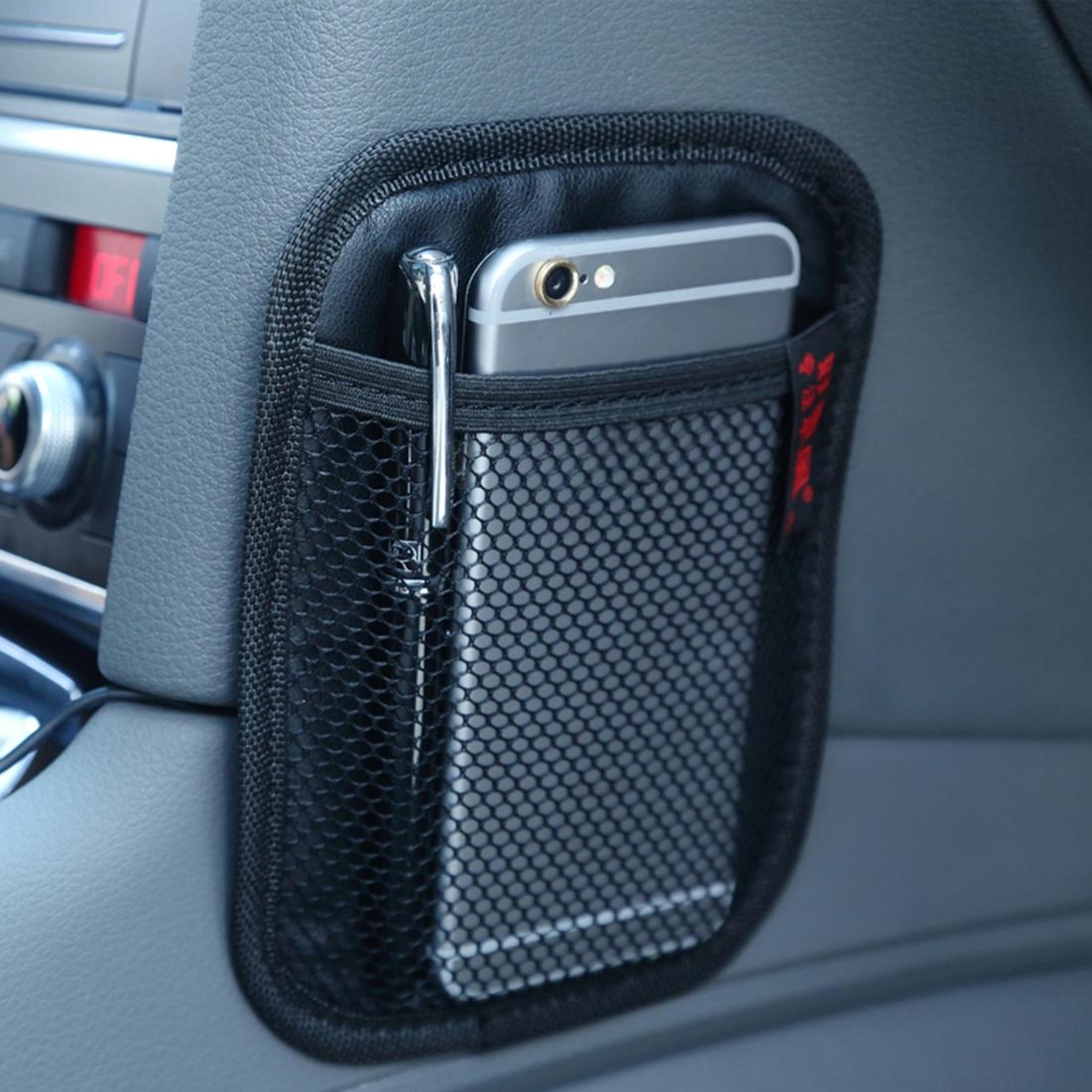 car seat storage pocket organizer, durable backseat mesh holder for phones, documents & essentials