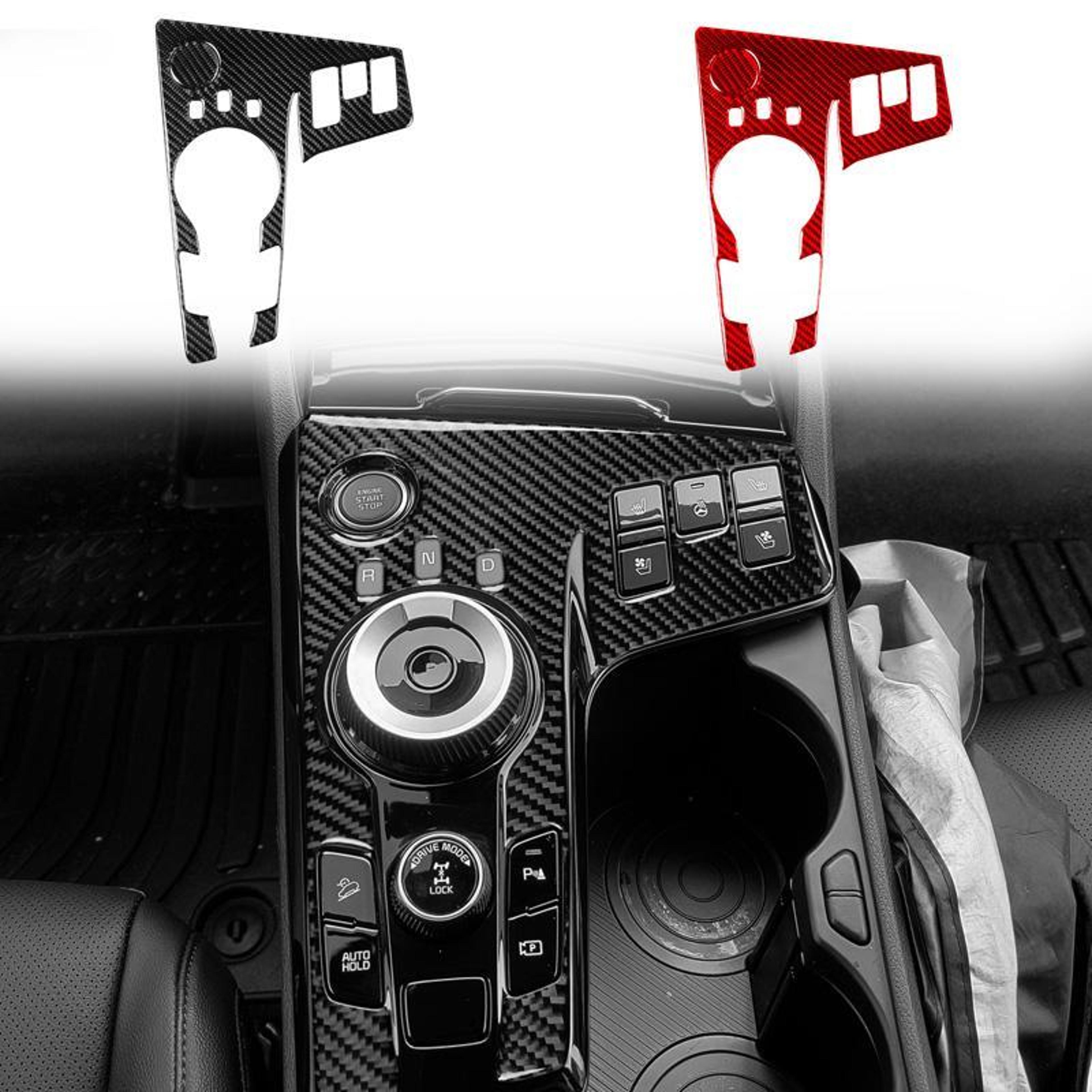 kia sportage nq5 carbon fiber gear shift panel trim cover 2022-2025 interior upgrade