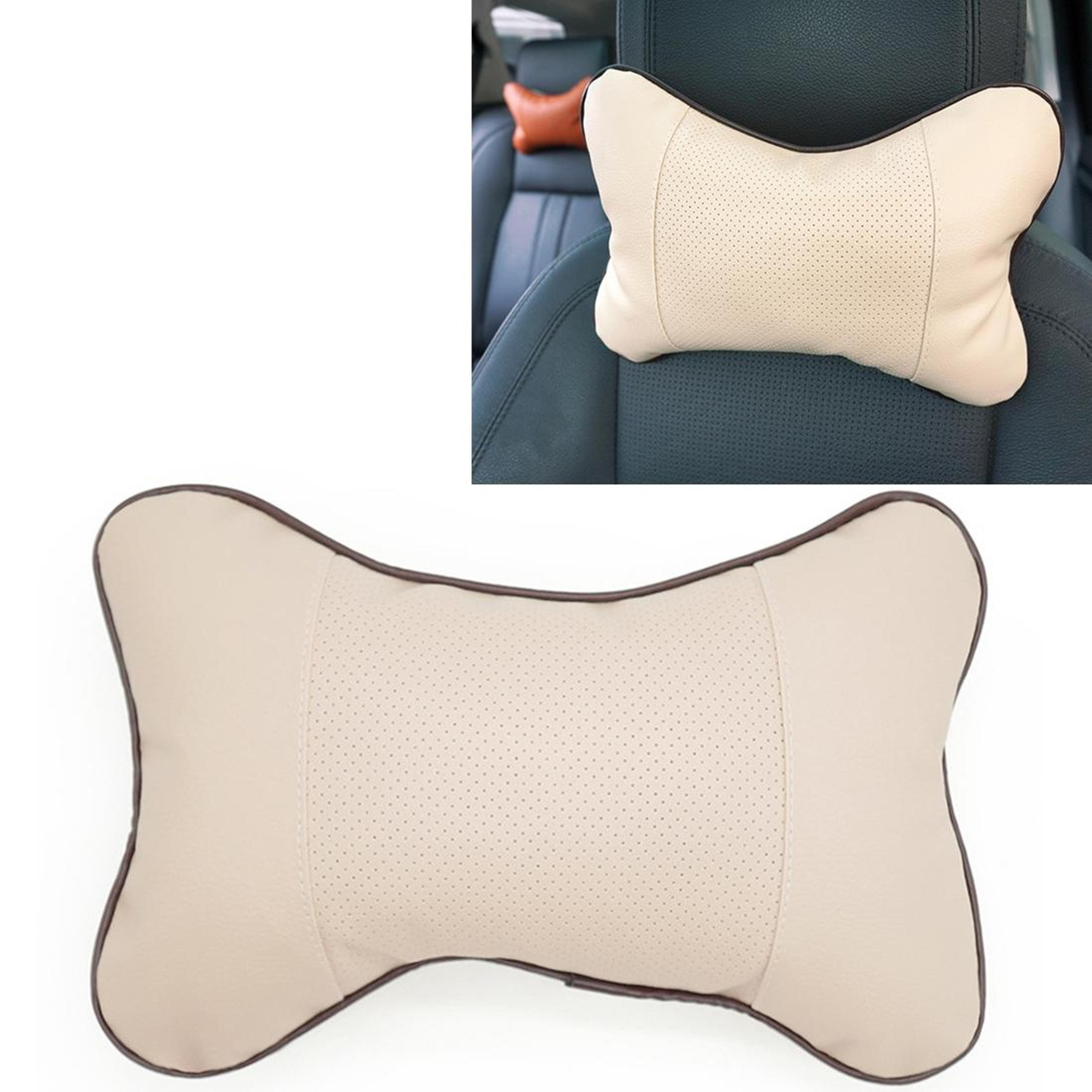 car neck pillow, breathable leather headrest cushion for driving support
