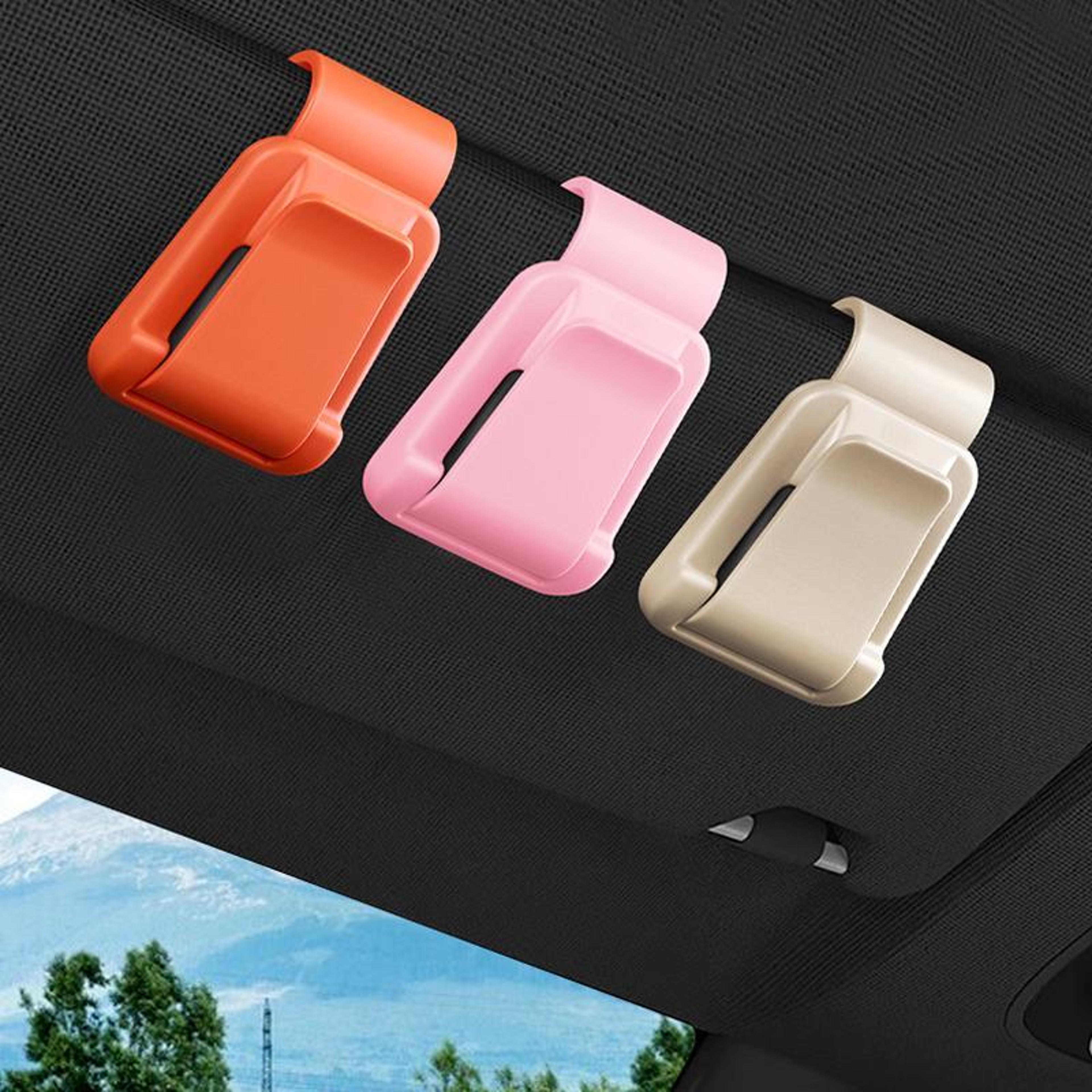2-pack car sunglasses holder & sun visor organizer clip for glasses, cards and tickets